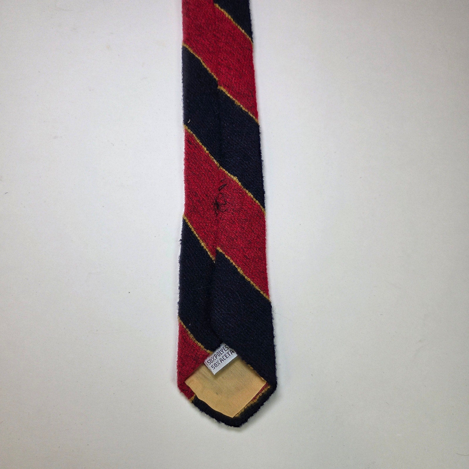 Vintage JC Penney Repp Tie Red Navy Gold Stripe Wide 70s Preppy Look 4” Wide
