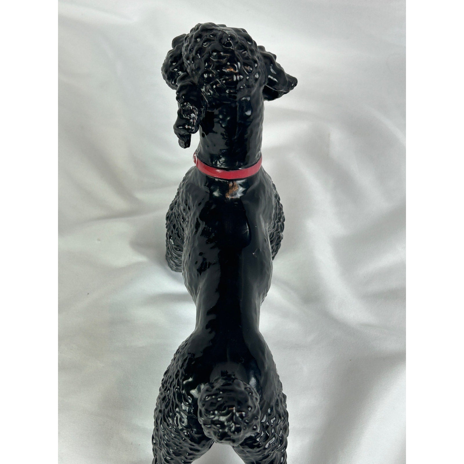 Vintage Black Poodle Dog Figurine 8 Inch Glossy Mid-Century Breyer Style