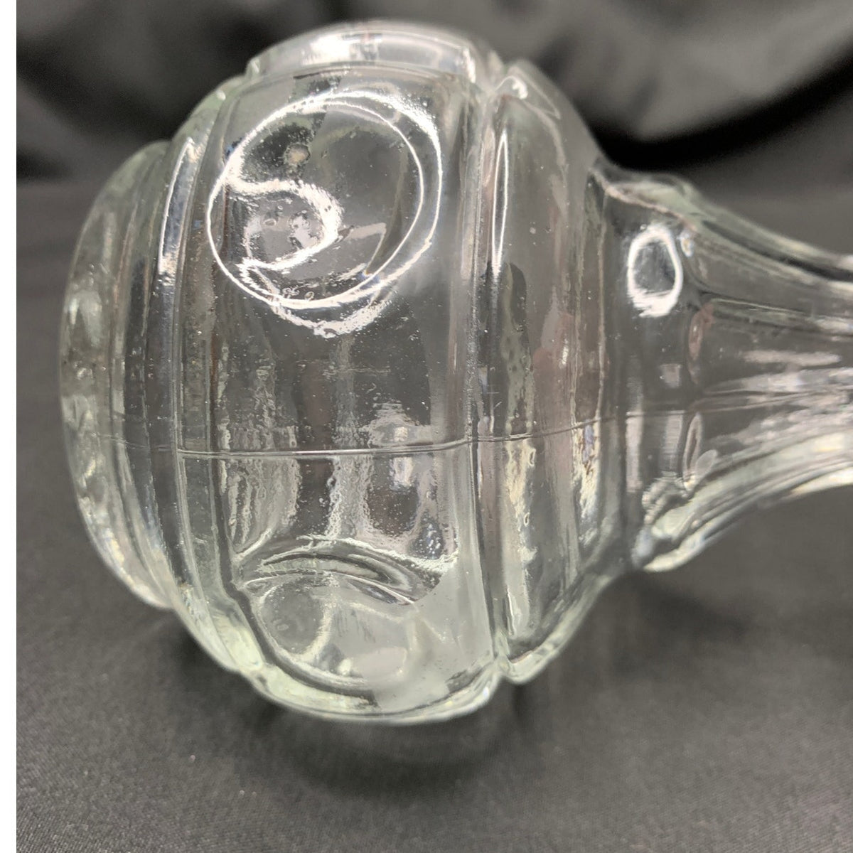 Clear Pressed Glass Bud Vase Flared Rim Paneled Bulbous Base Starburst Bottom