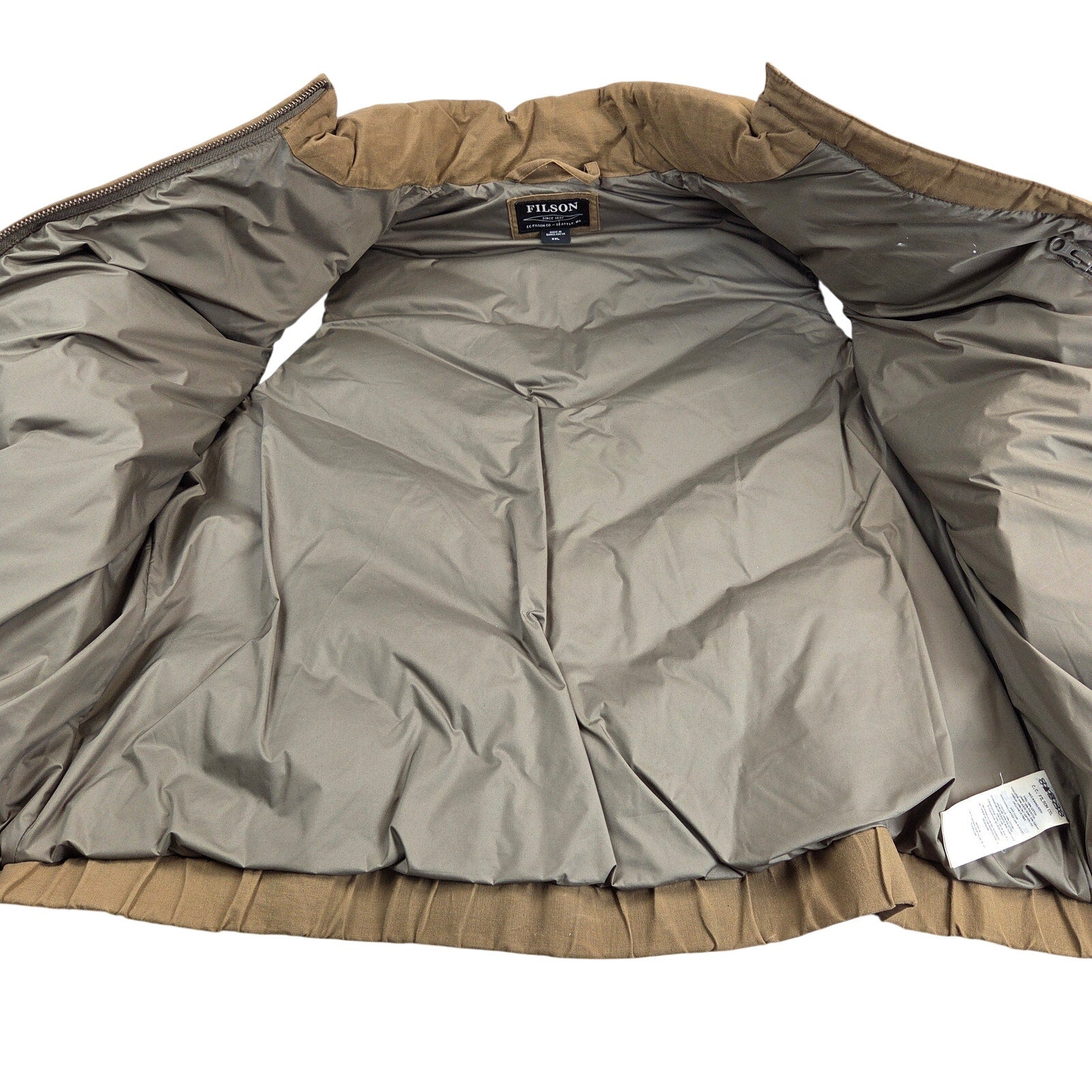 Filson Women's Down Vest XXL Antique Bronze Calfskin Leather Goose Down Puffer