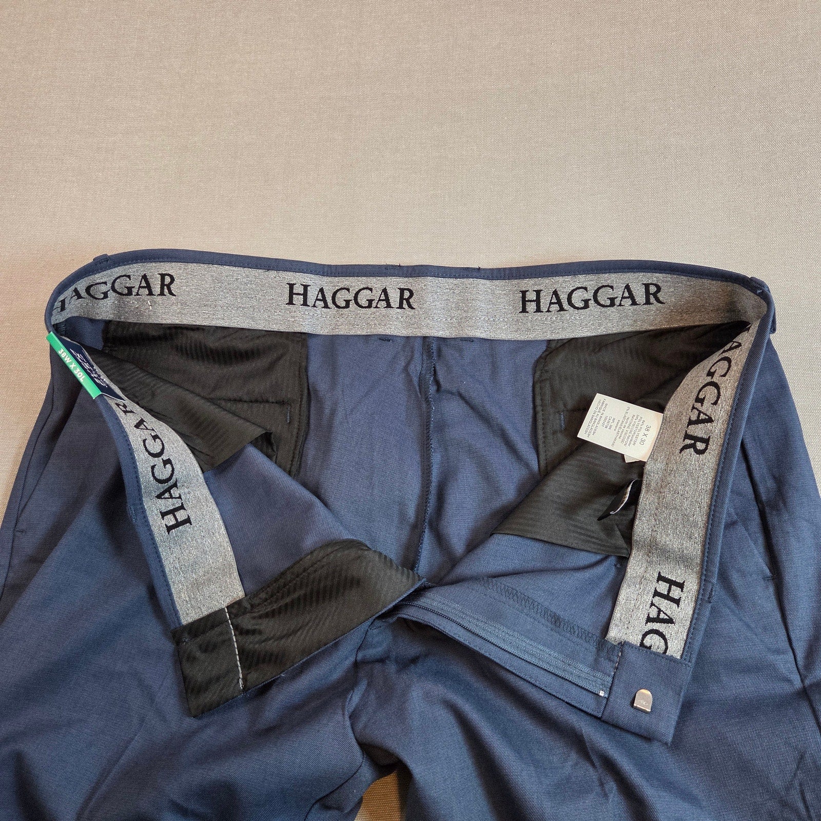 Haggar 365 Flex Dress Pants 38x30 Blue Straight Fit Super Flex Waistband NWT