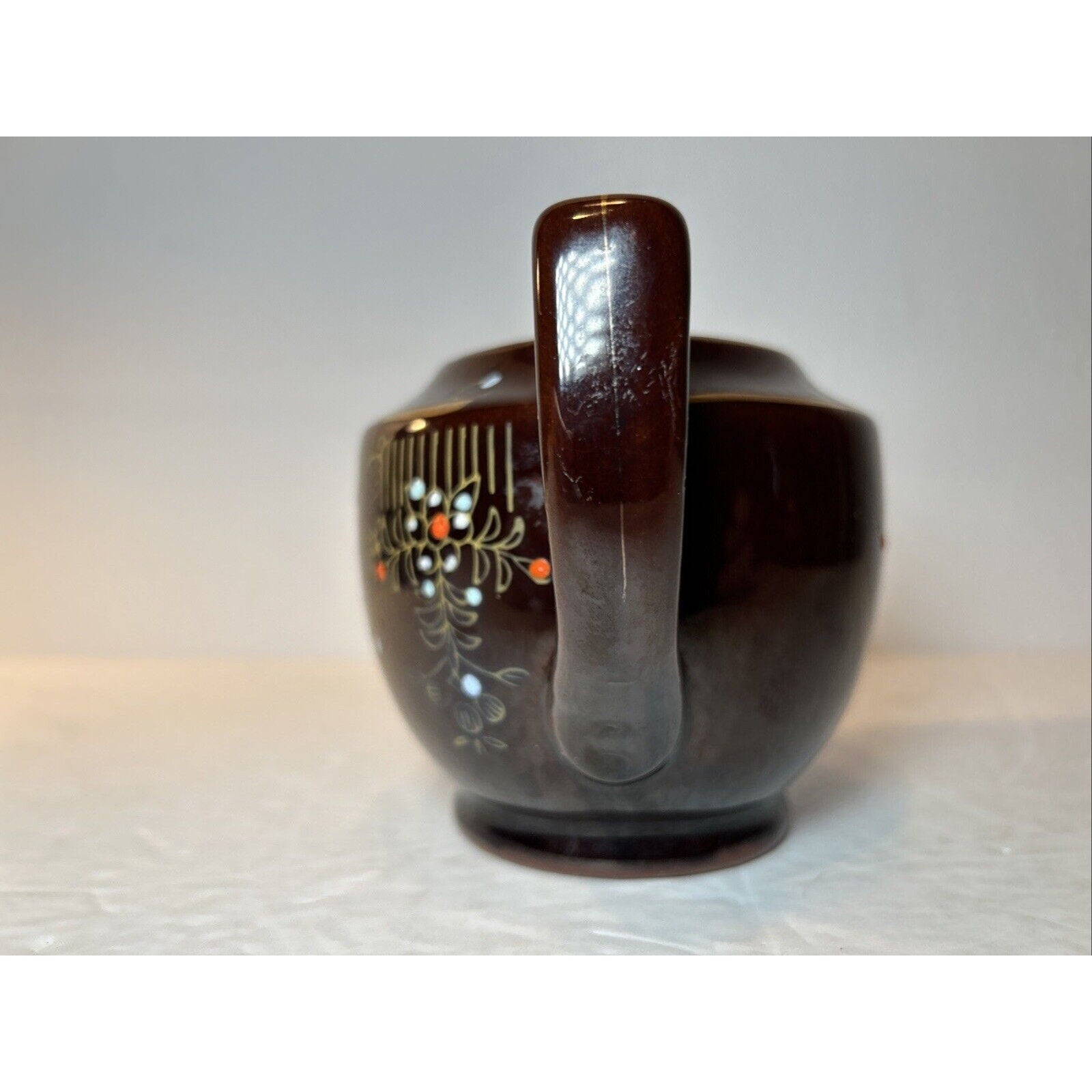 Vintage Japan Brown Ceramic Teapots with Lids – Hand Painted Floral Gold Accents