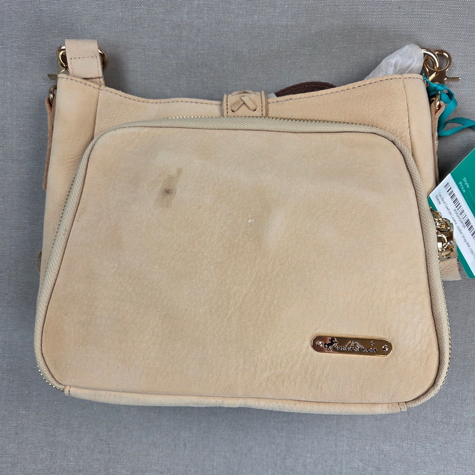 Montana West MWL-G001 Tan Leather Concealed Carry Hobo Crossbody Purse Studded