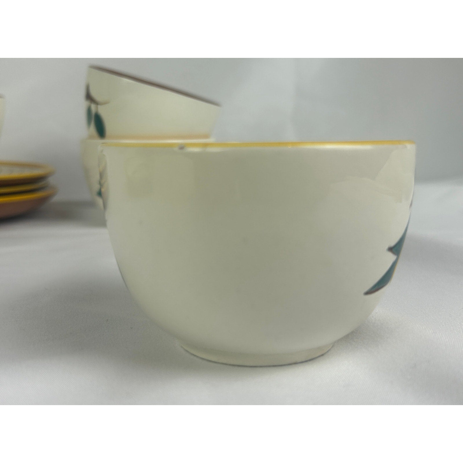 Vintage Stangl Fruit Cups Saucers 8 Piece Lot Hand Painted Pottery