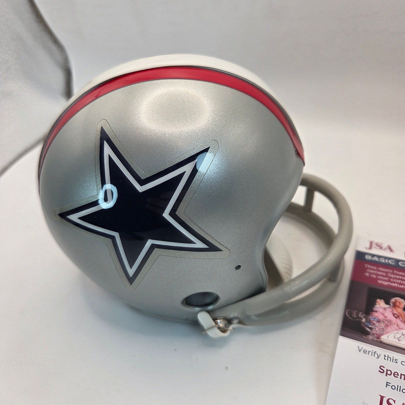 Dallas Cowboys Mini Helmet Roger Staubach Autographed w/ HOF 85 JSA COA