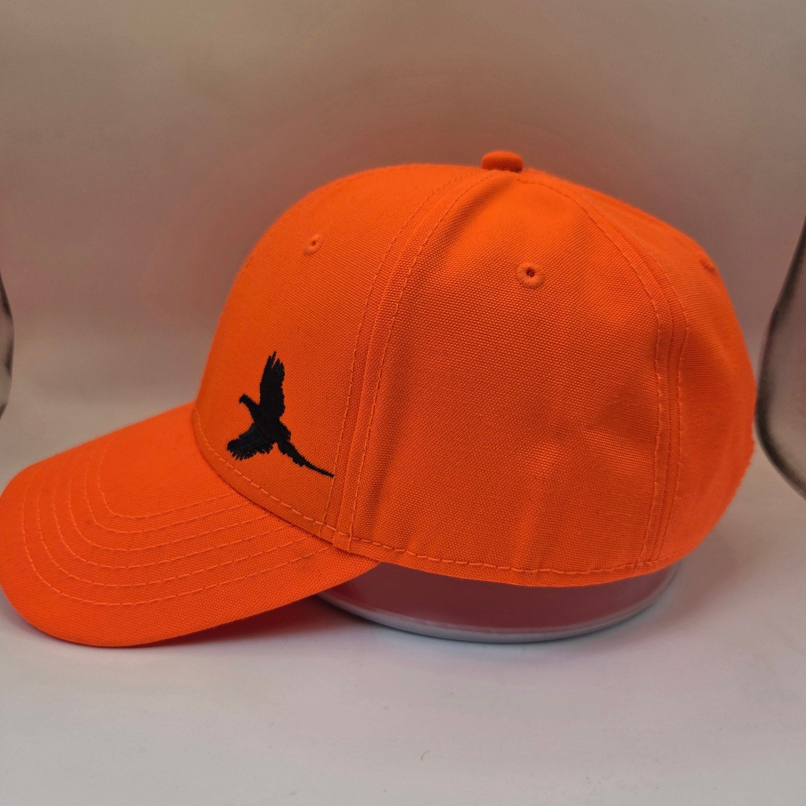 Pheasants Forever Neon Orange Hunting Cap Hook Loop Strapback Embroidered Bird