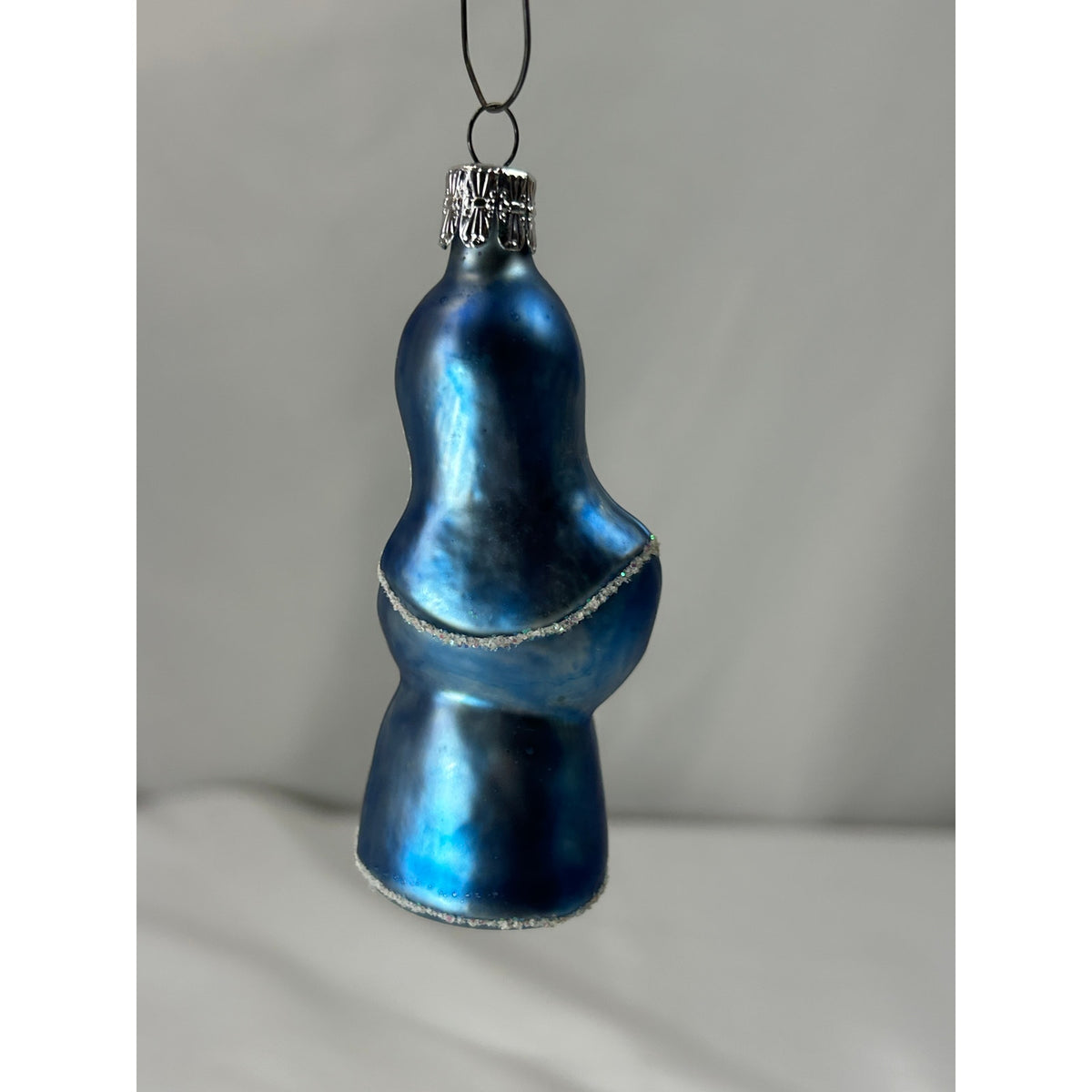 Vintage Blown Glass Virgin Mary Madonna Christmas Ornament Blue Gold 3.75"