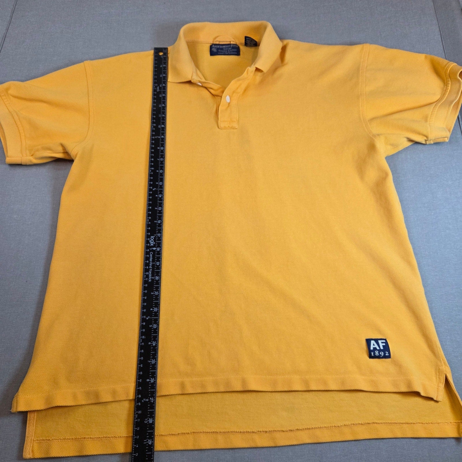 Abercrombie & Fitch Yellow Polo Shirt AF 1892 Patch Men’s Size L Cotton