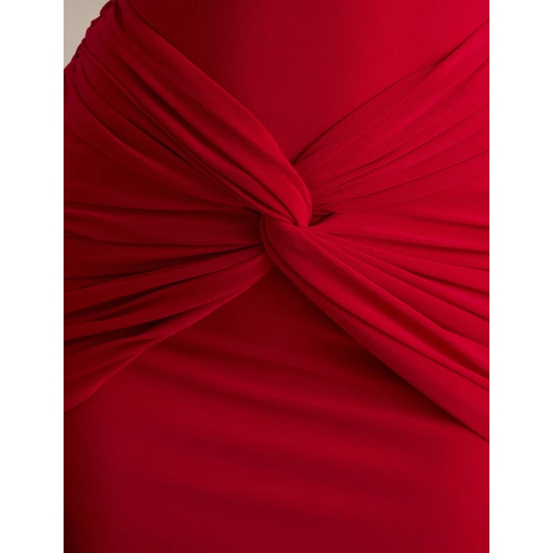Club L London Alula Red High Neck Twist Maxi Dress UK 12 US 8 Formal NWT