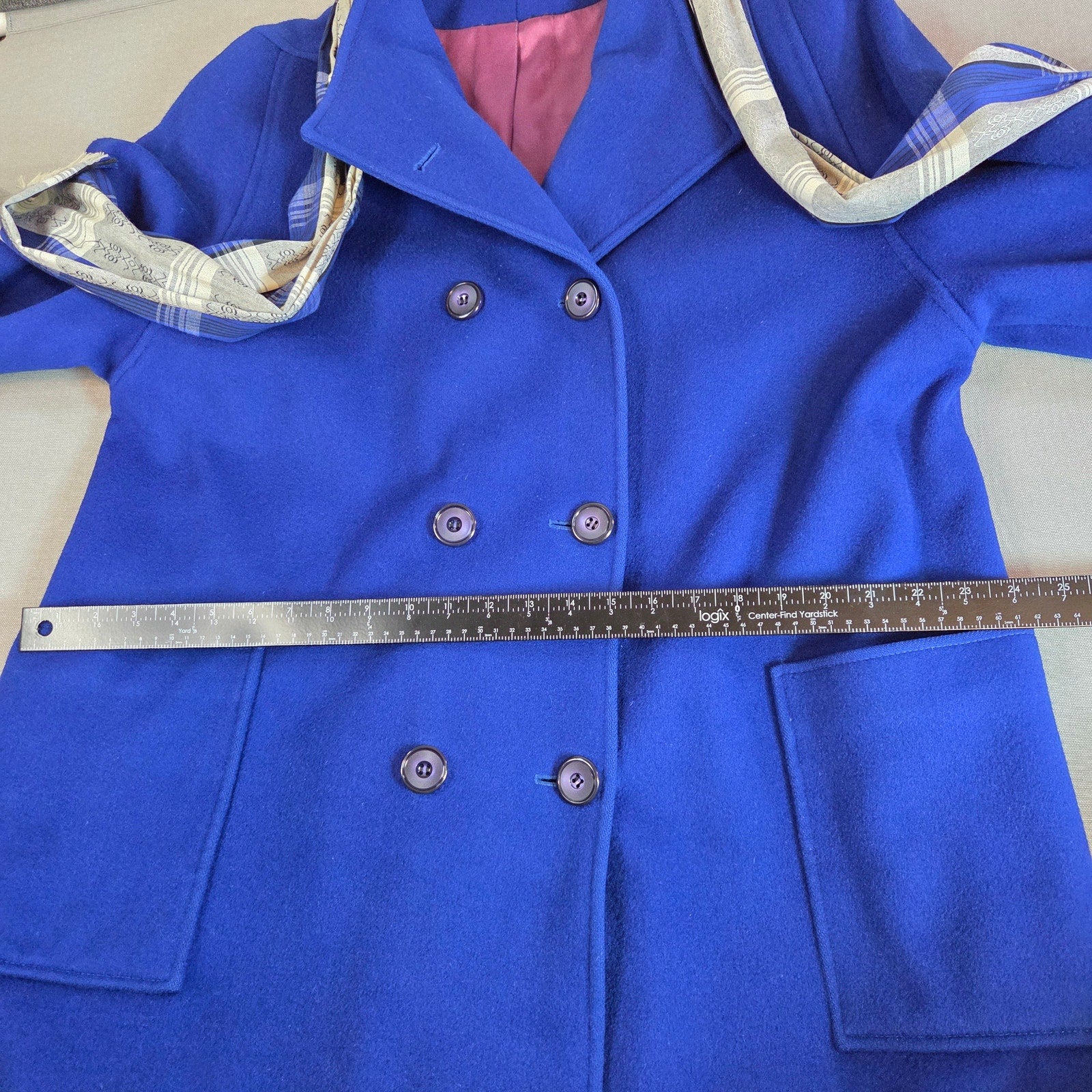 Vintage 80s Jacob-Crowley Wool Overcoat Blue Long Peacoat Made in Canada