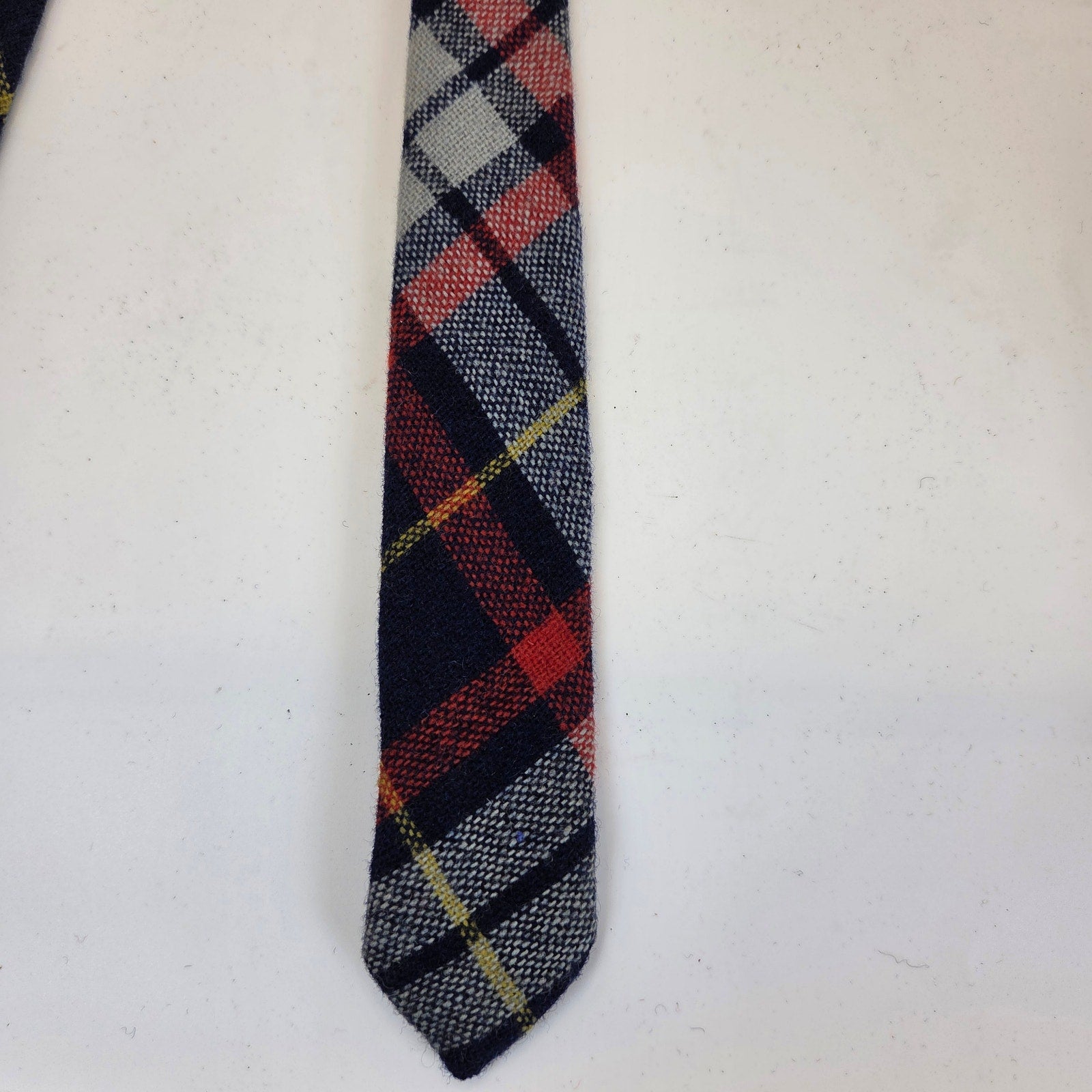 Vintage Vaux Hall Fashioned Elegance Wide Plaid Tweed Necktie 55" x 4" USA