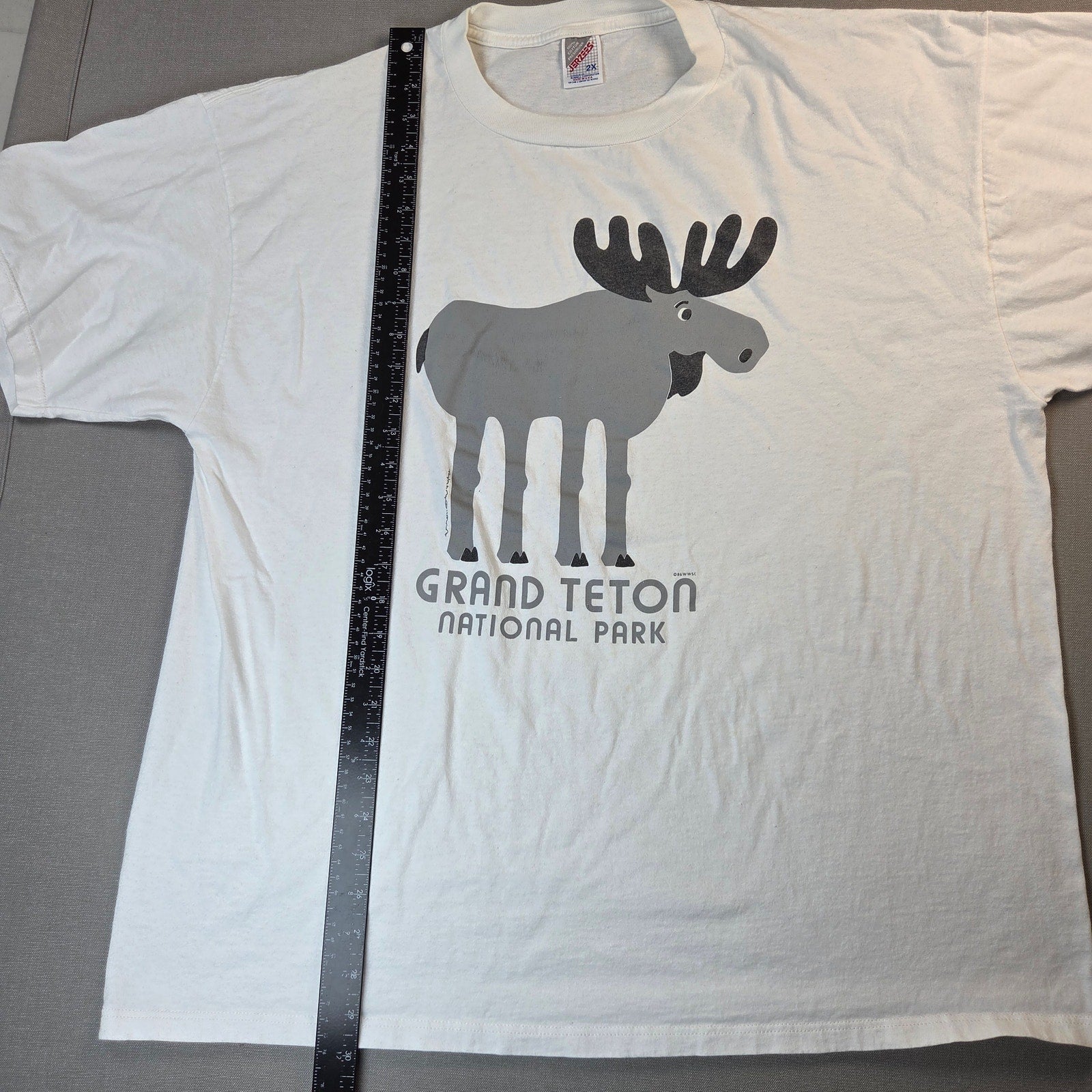 Jerzees Vintage 1986 Grand Teton National Park Moose T Shirt USA 2XL White