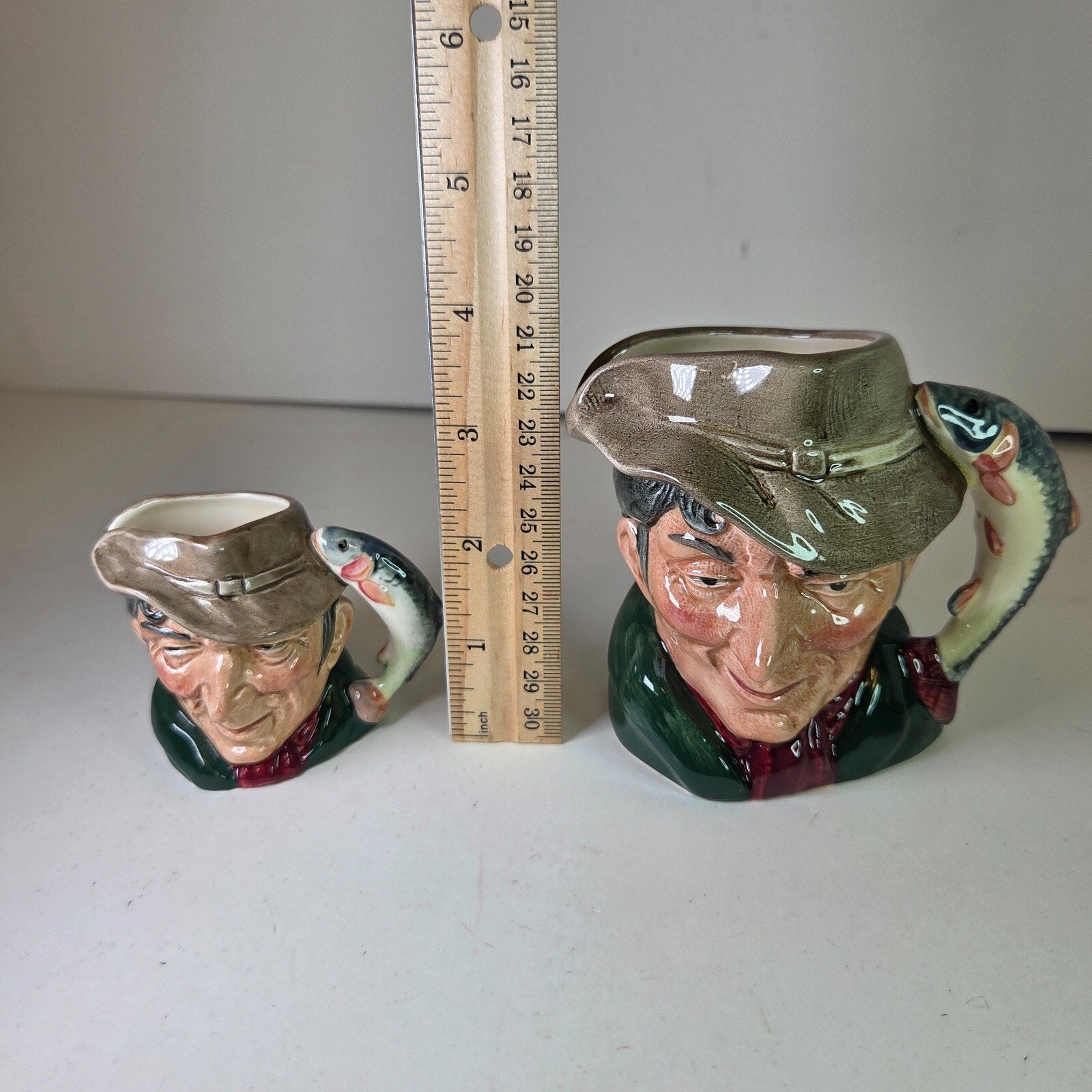 Royal Doulton The Poacher Toby Mugs Pair 1954 Mini & Small Sizes 2.5in 4in