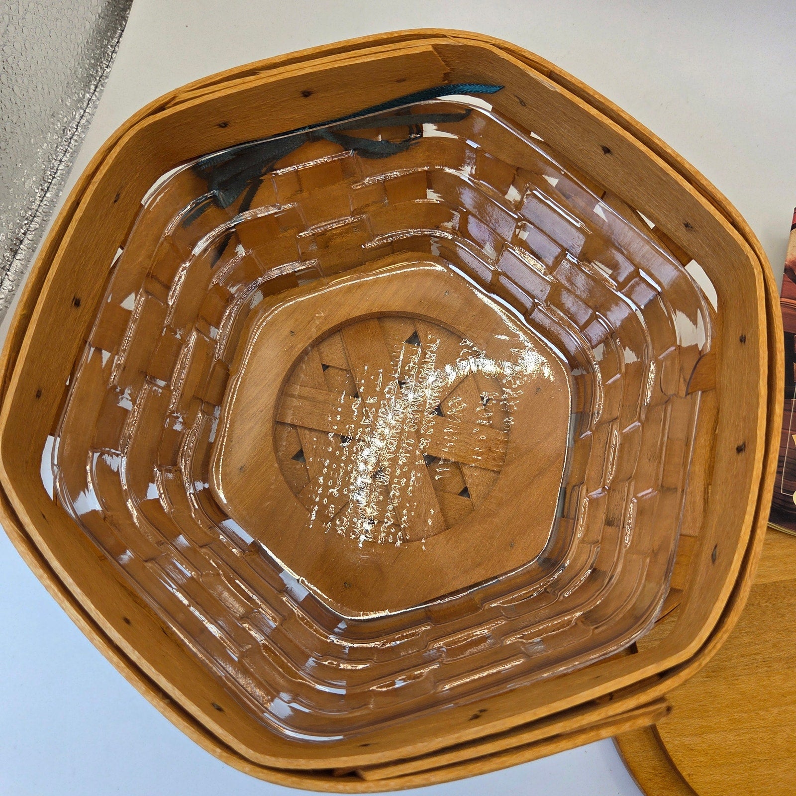 Longaberger 1998 7in Generations Basket 13757 Lid Protector Tie-On USA