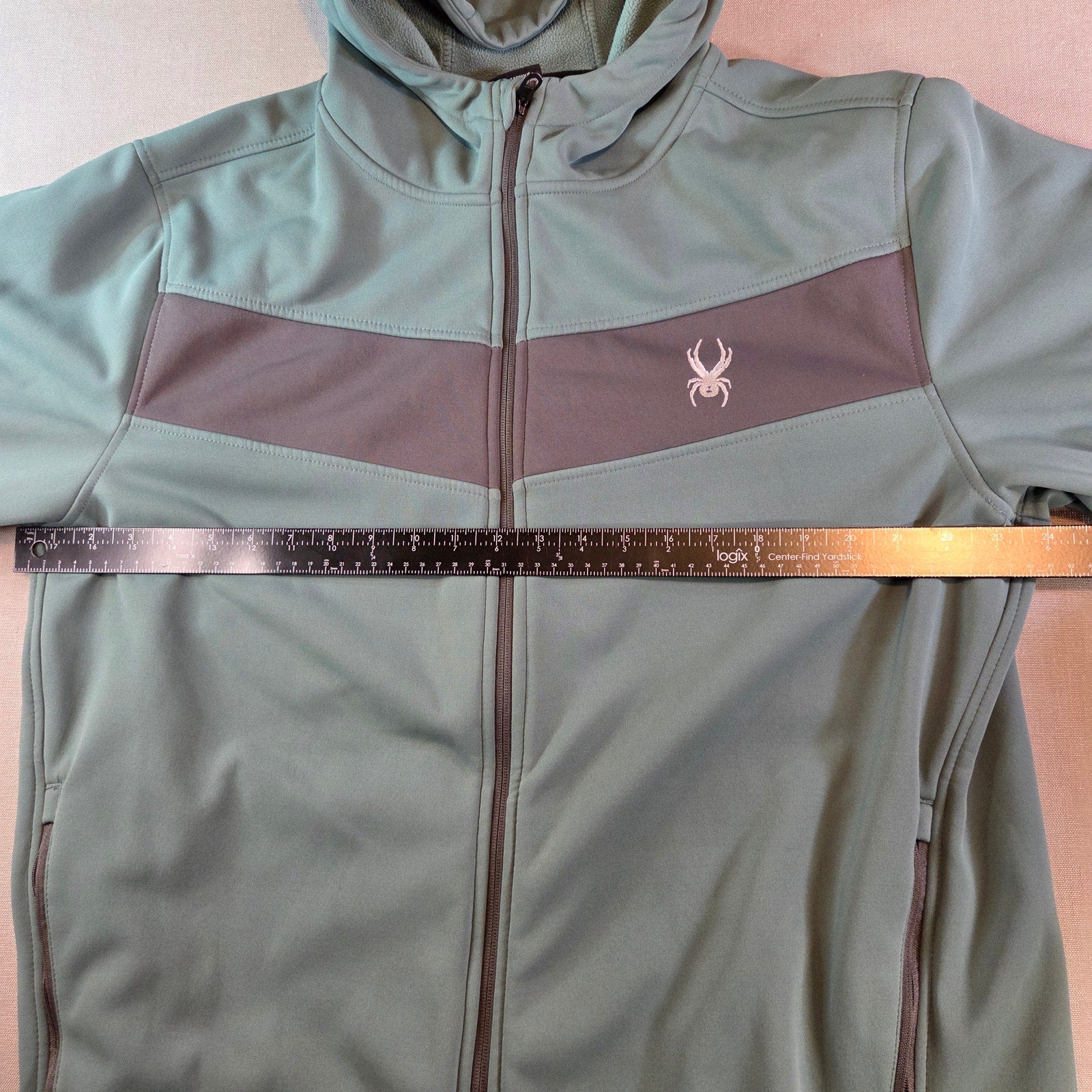 Spyder Men’s XL Hooded Full Zip Jacket Green Black Polyester