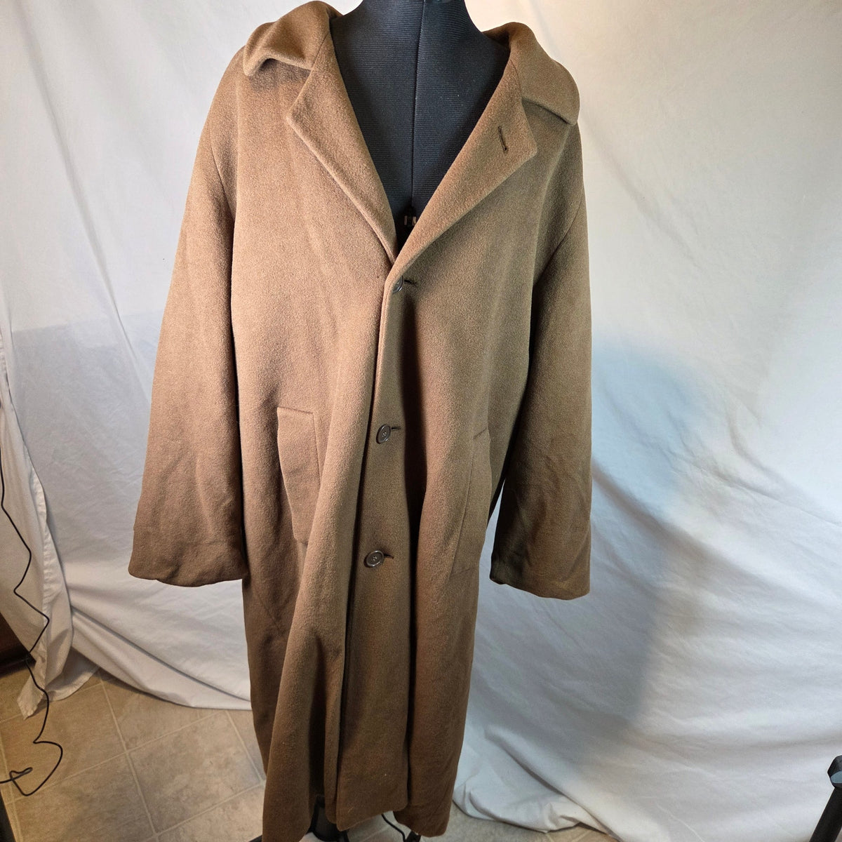 Marzotto for Barneys New York Wool Overcoat Made Italy Mens 42R Brown