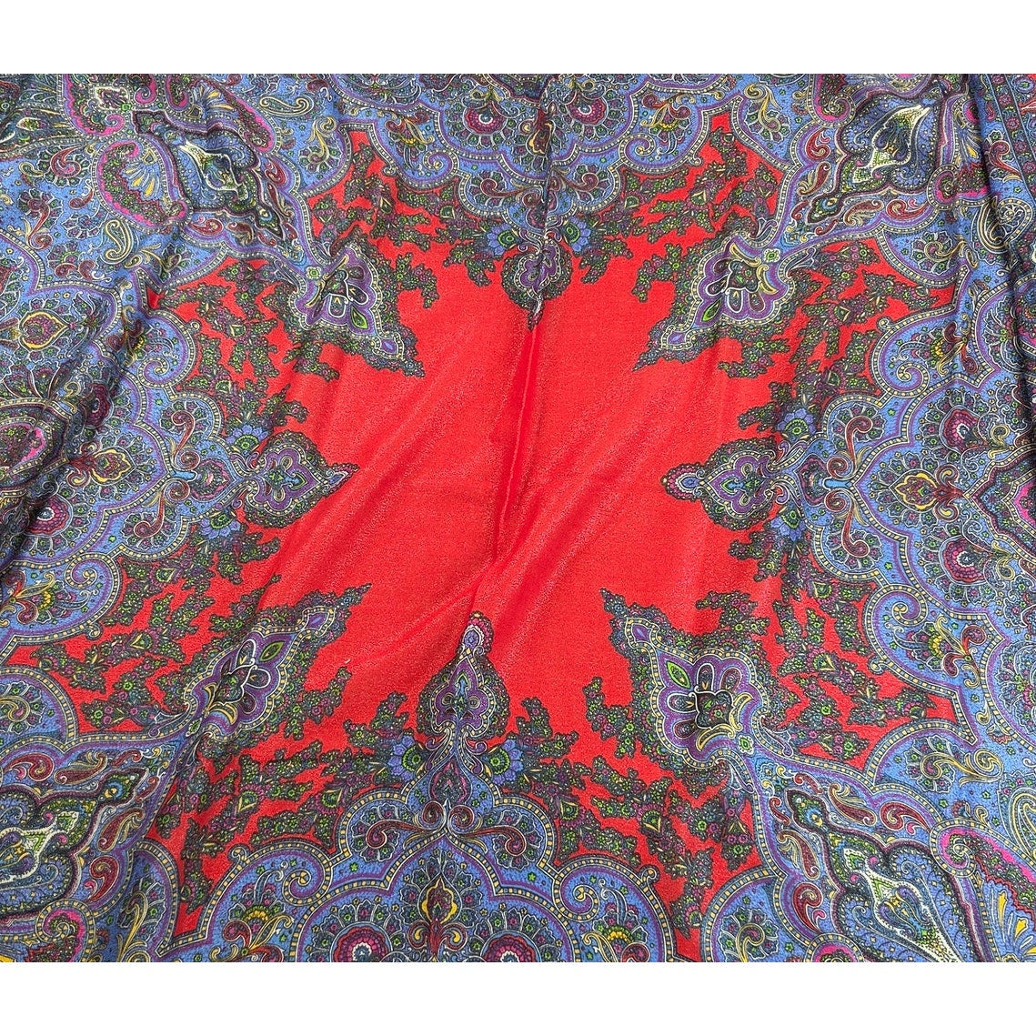 Summit Hill Italy 85% Wool Paisley Square Shawl Wrap Scarf 53x53 Oversized