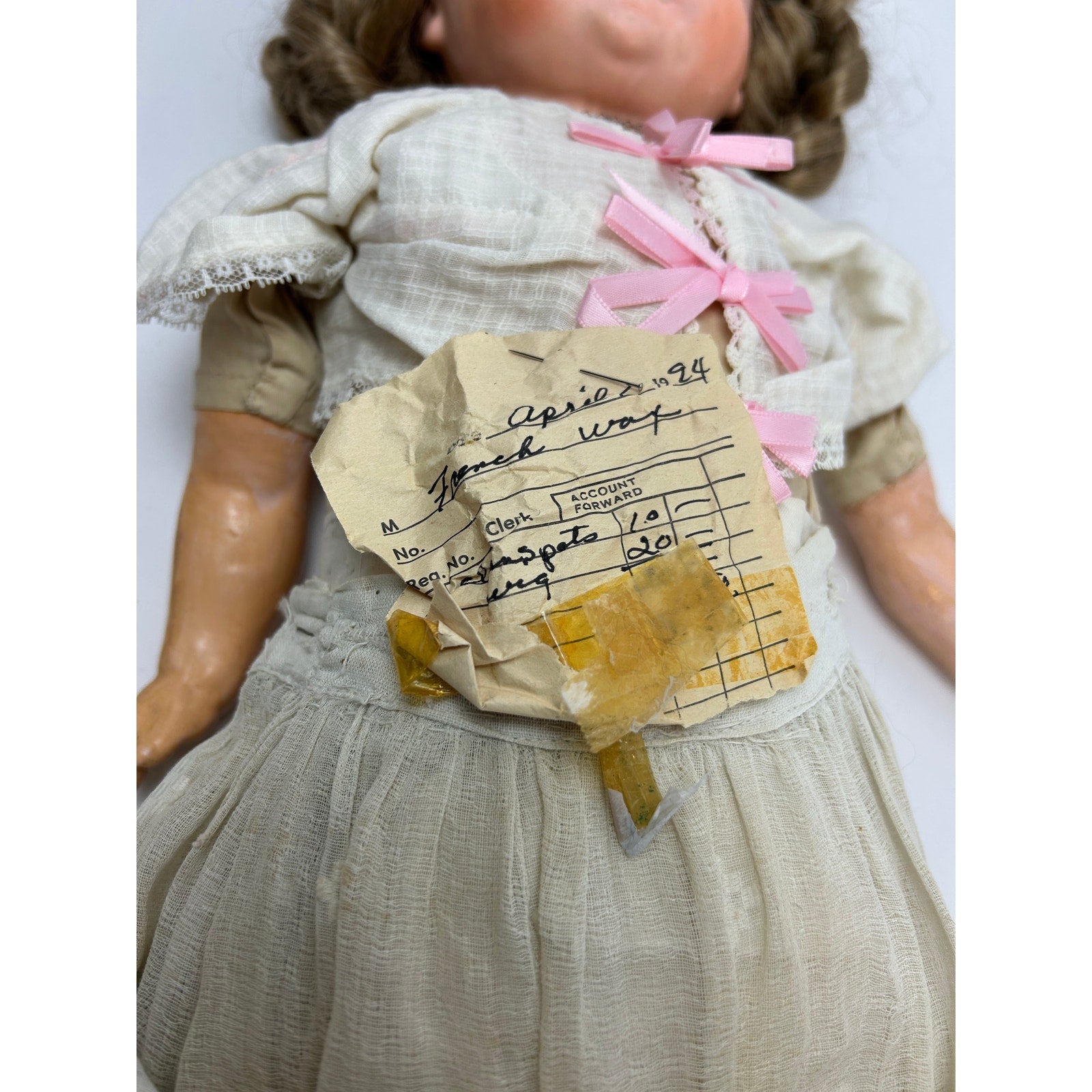 Antique Sonneberg-type Papier Mâché Doll 25in Closed Mouth Cloth Body