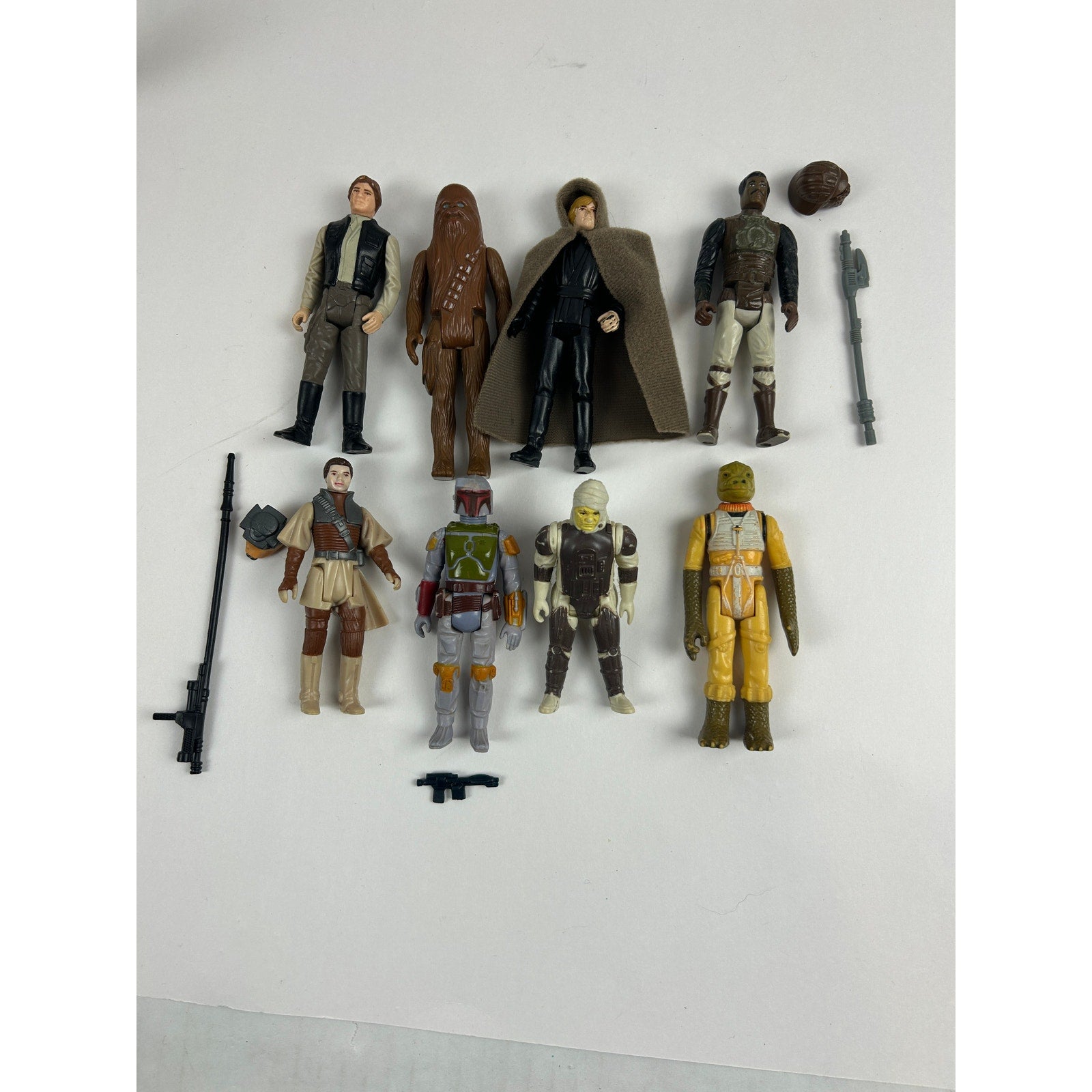 Vintage Kenner Star Wars Lot 30 Boba Leia Boushh Jawas + Vader Case