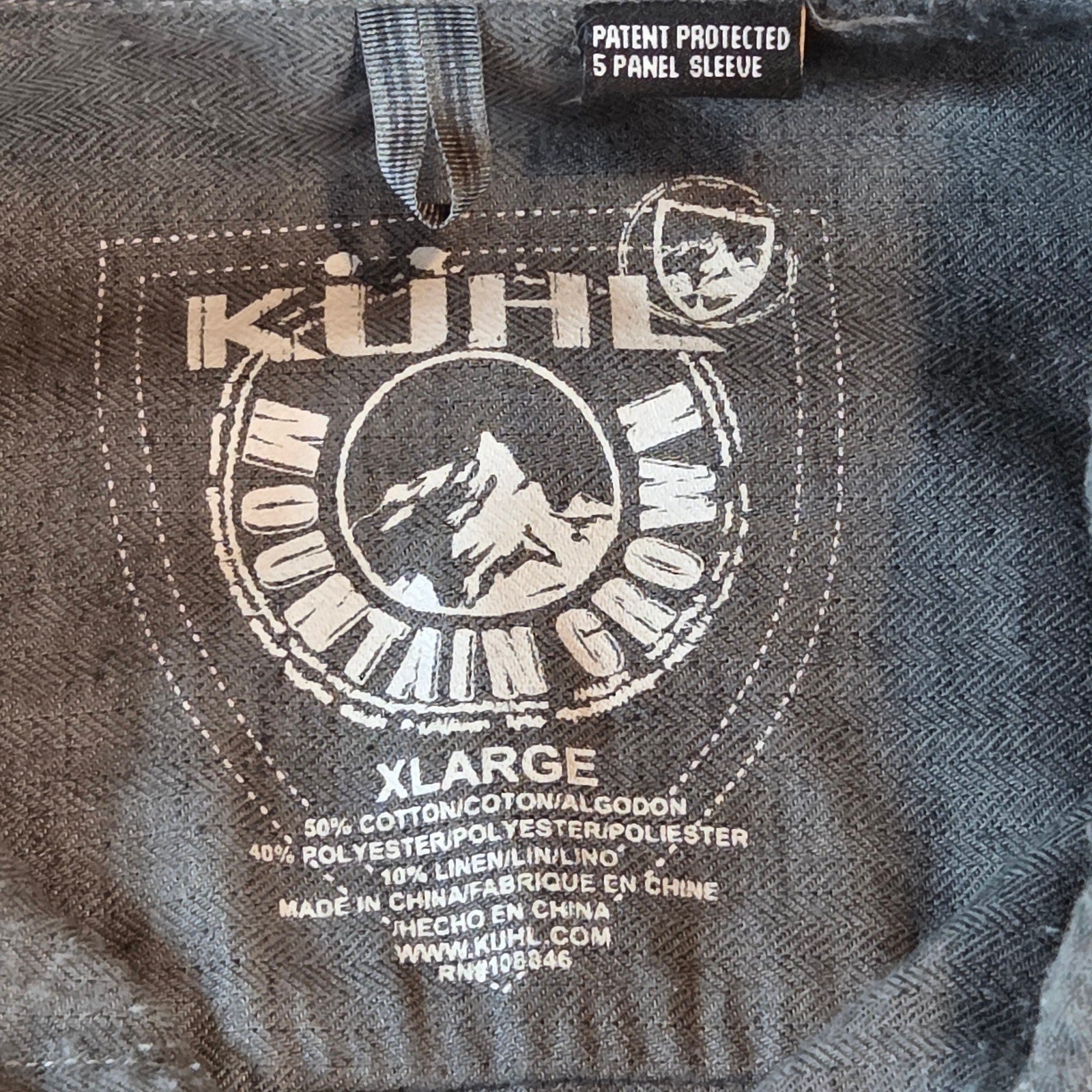 Kuhl Men’s XL Button Up Shirt Gray Long Sleeve Cotton Blend Outdoor