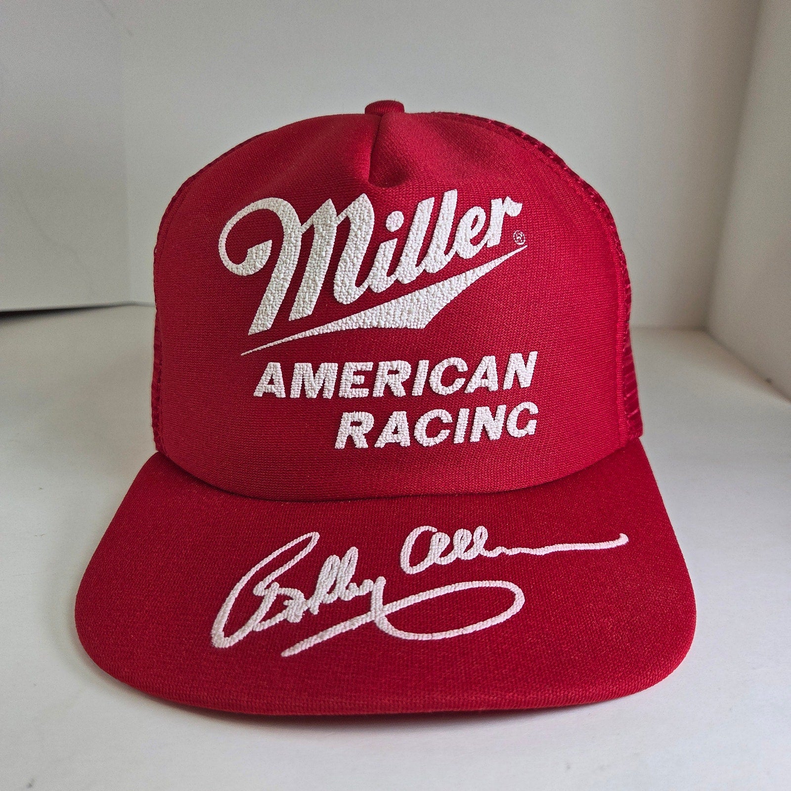 Vintage 1980s Miller American Racing Trucker Hat Bobby Allison Stylemaster USA
