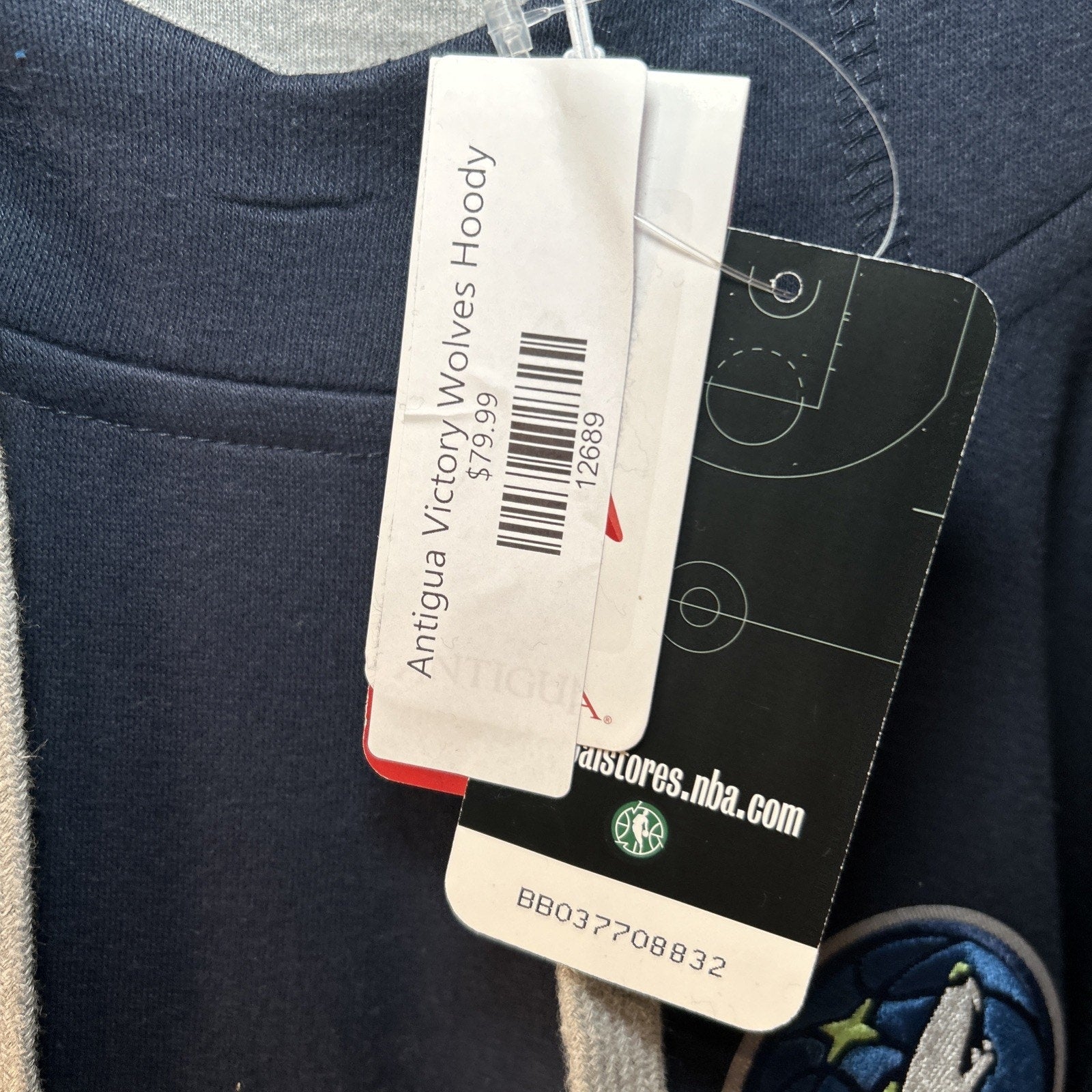 Antigua Minnesota Timberwolves Navy Blue Pullover Hoodie XL NWT NBA