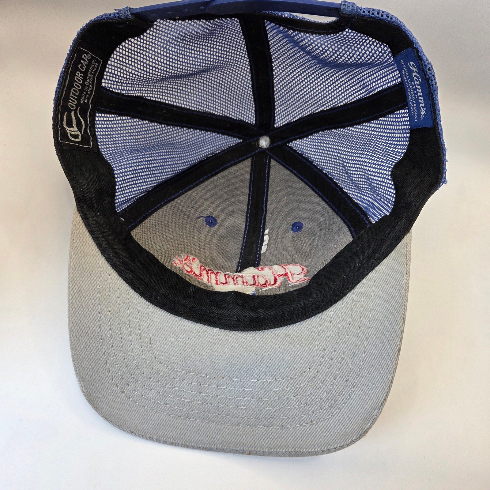 Hamm's Beer Trucker Snapback Hat Outdoor Cap Gray Blue Mesh OSFM Adjustable 2018