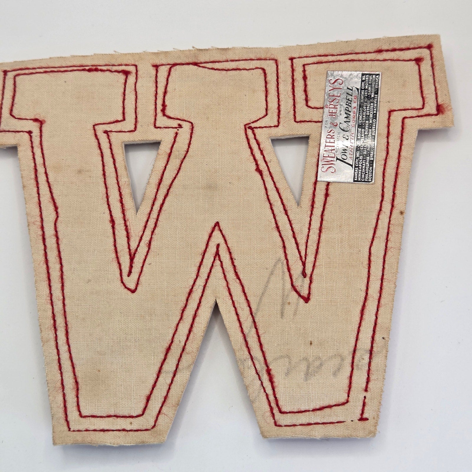 Vintage Lowe Campbell Chenille Varsity W Patch Football Sweater Jersey 1940s
