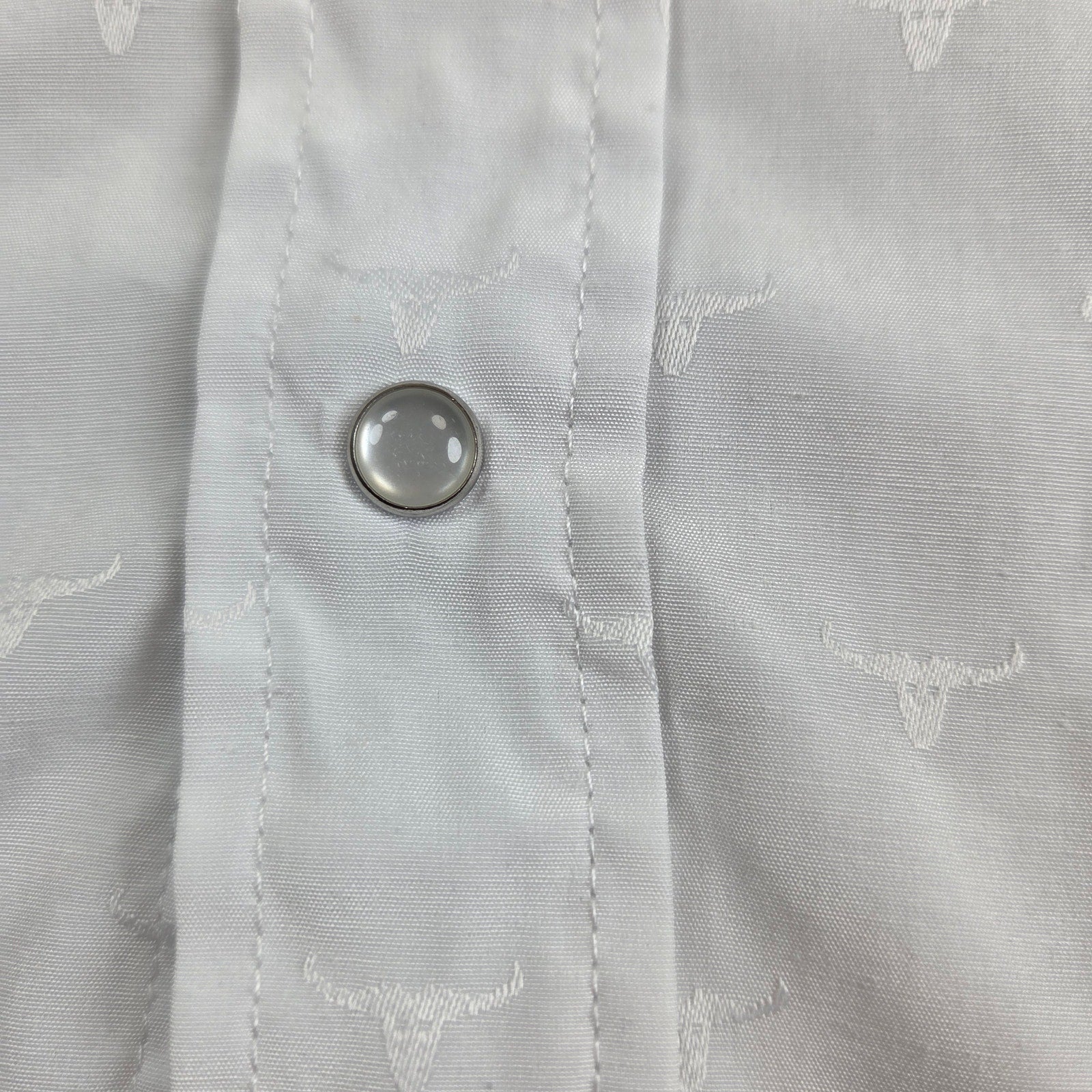 Roper Mens MT Medium Tall White Longhorn Jacquard Pearl Snap Western Shirt
