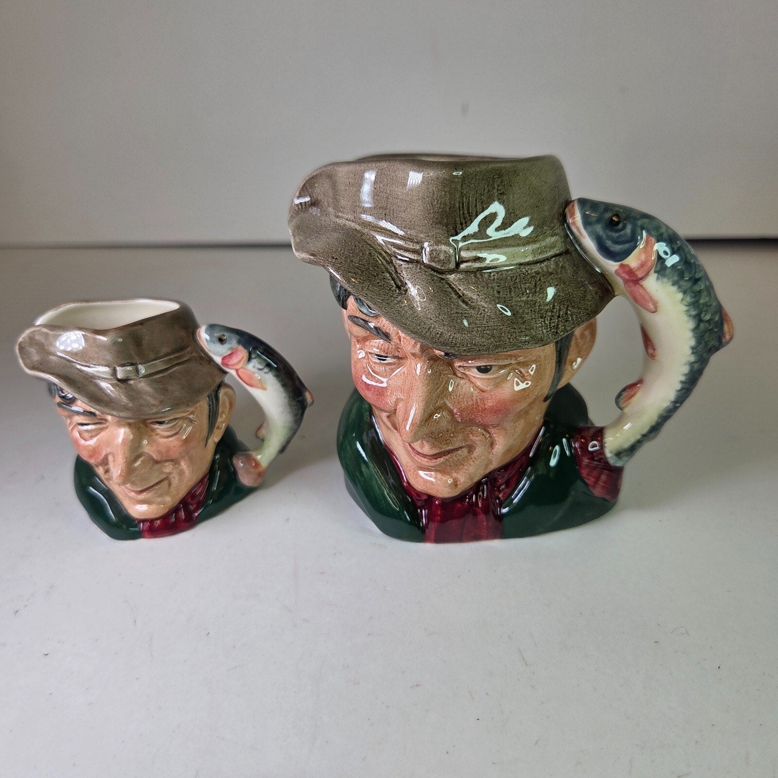 Royal Doulton The Poacher Toby Mugs Pair 1954 Mini & Small Sizes 2.5in 4in