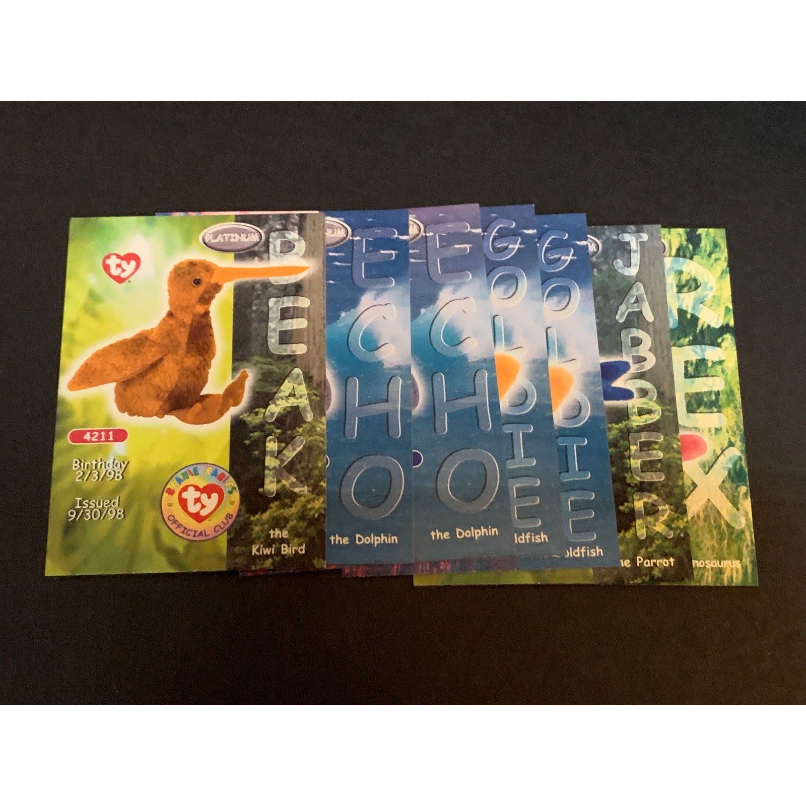 1999 Topps Ty Beanie Babies Platinum Vertical Card Lot Of 7 NM Cards