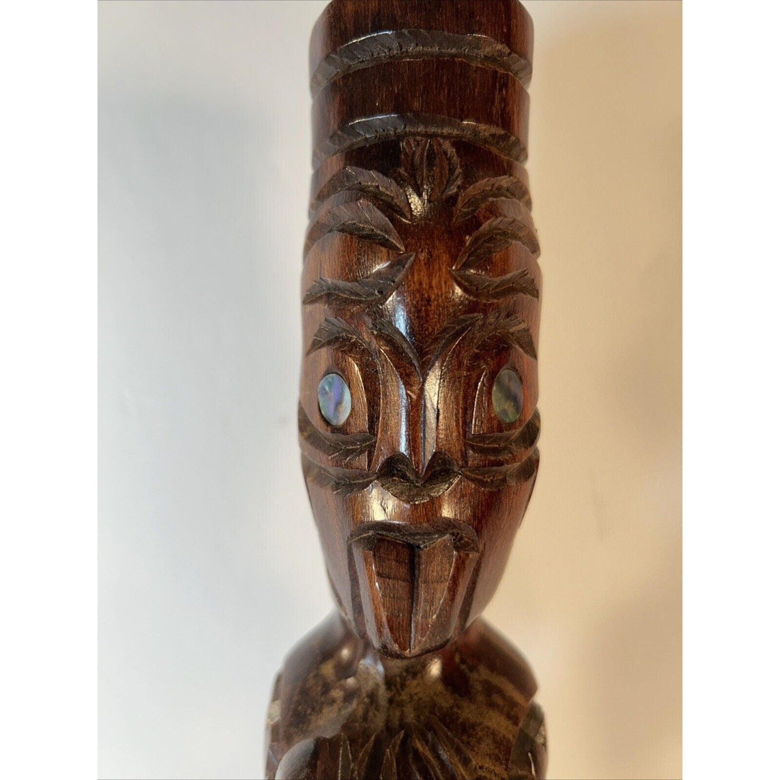 Vintage Māori Tiki Carving | 13.5-in Hand-Carved NZ Wood Statue Polynesian Art