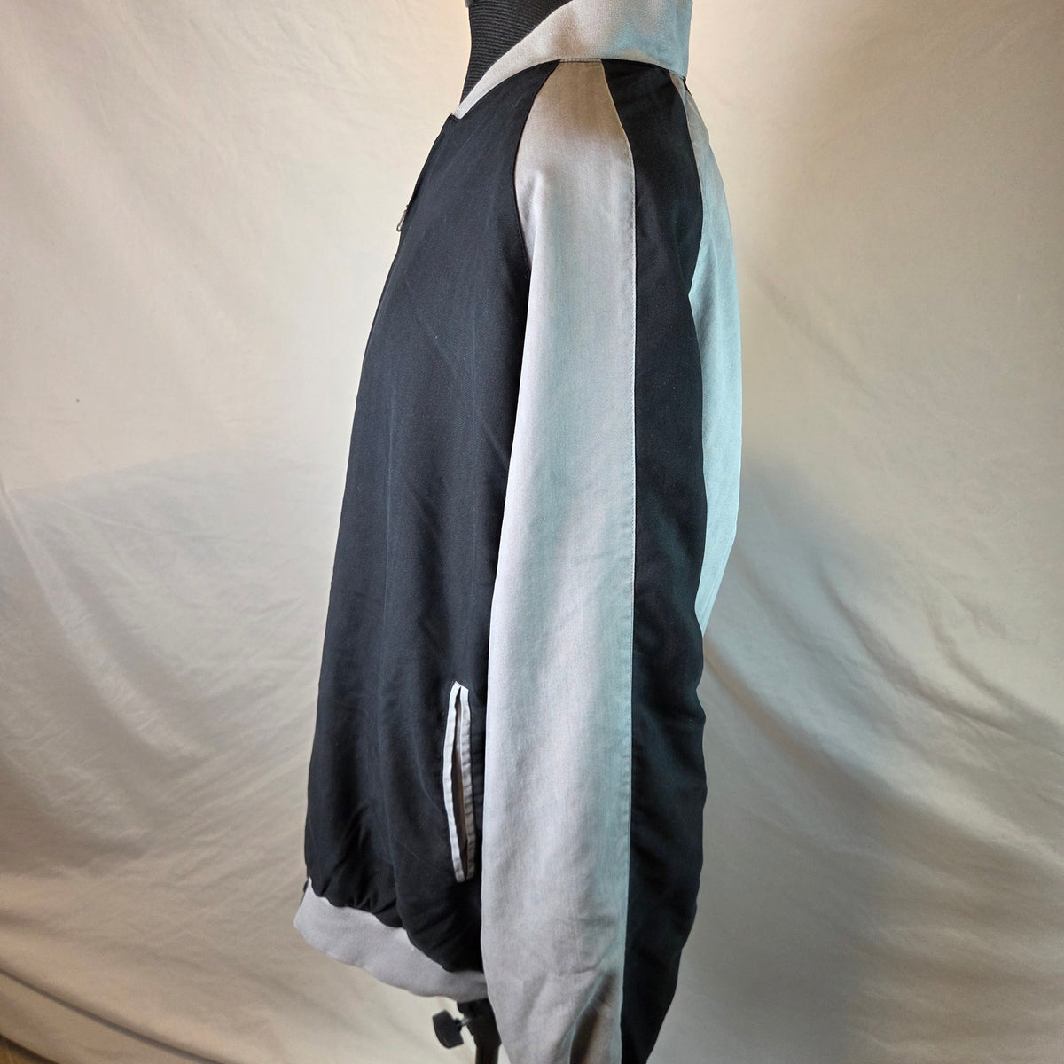 Vintage Tulliano 100% Silk Bomber Jacket Men's 2XT Black Gray Full Zip Y2K