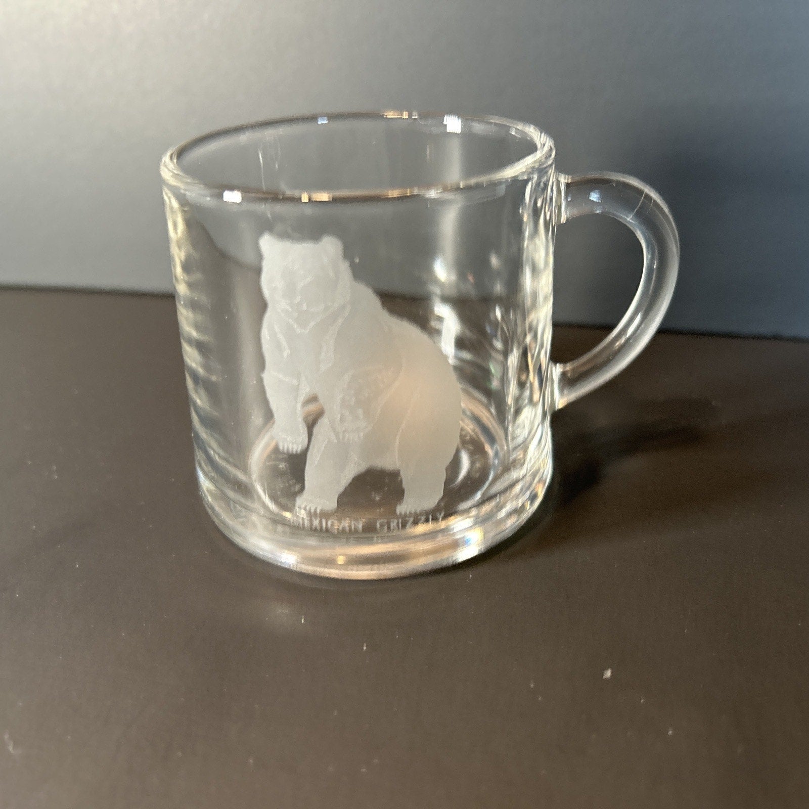 Luminarc France Endangered Species Etched Glass Espresso Mugs Set of 7 Vintage
