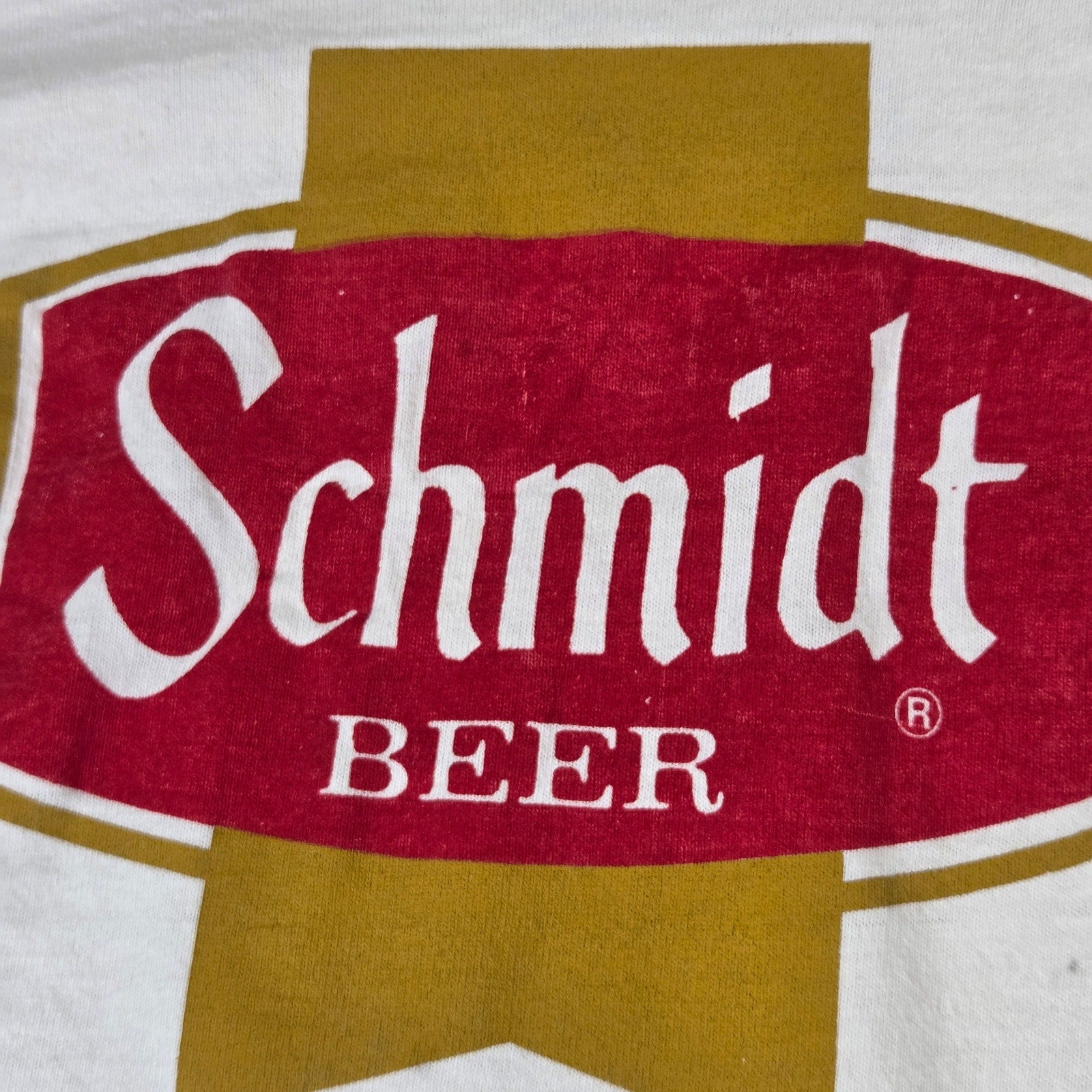 Vintage 1980s Schmidt Beer NI USA 3/4 Sleeve Promo T Shirt Mens Medium M