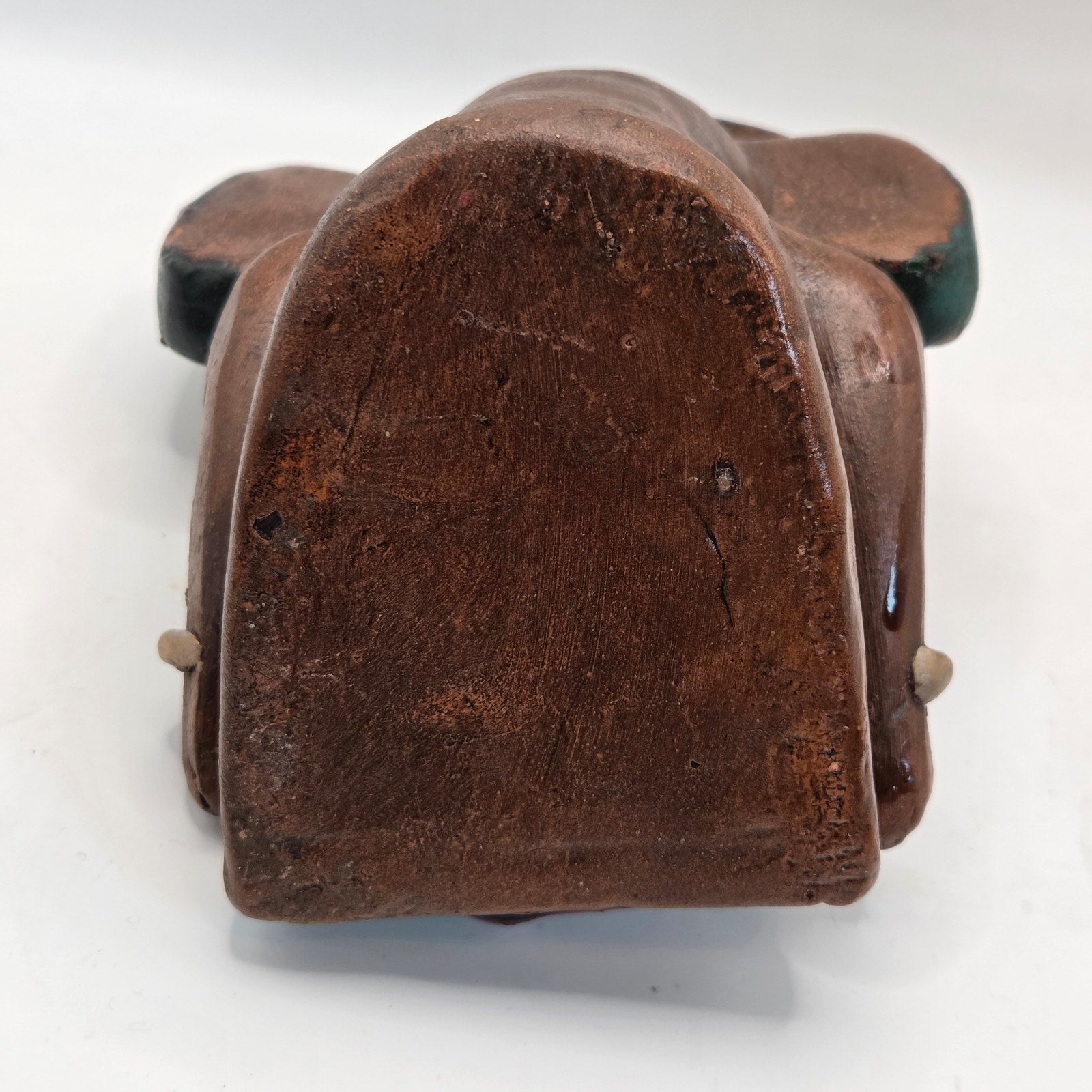 Vintage Mexican Hand Painted Clay Aztec Style Figure Statue 6.5" Folk Art