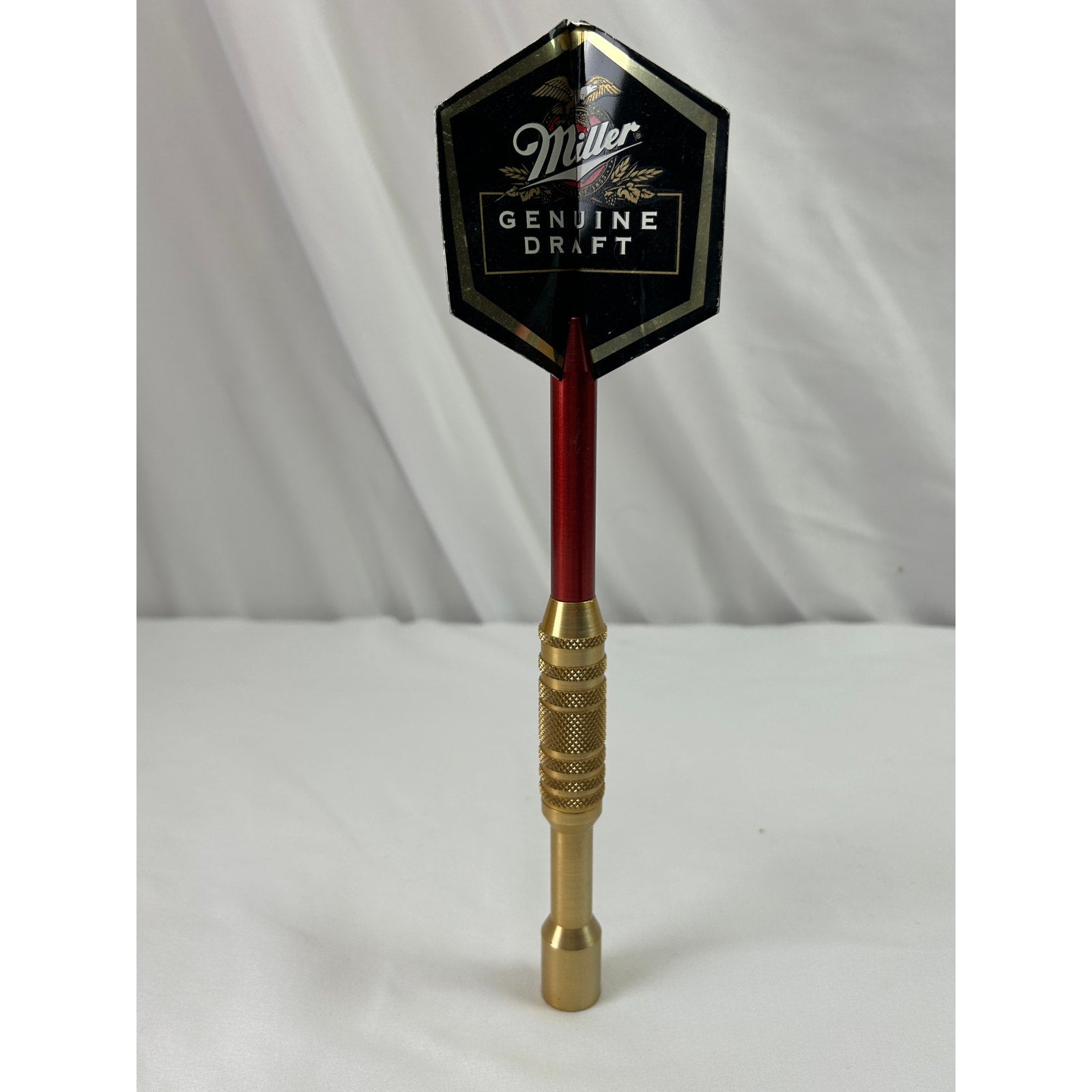Vintage Miller Genuine Draft MGD Dart Beer Tap Handle Brass Red 11 Inch