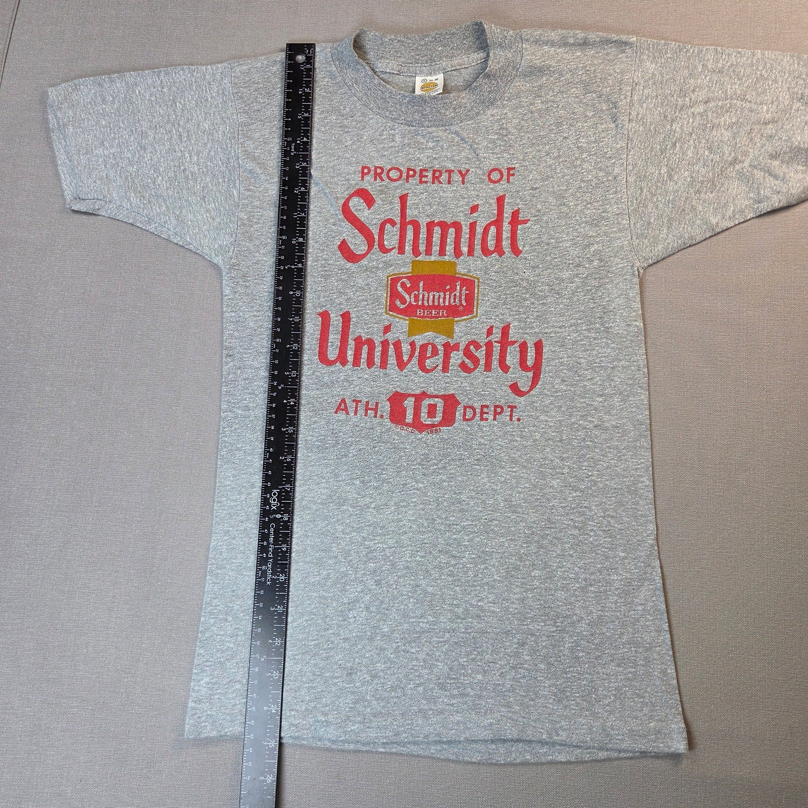 Schmidt Beer University 1981 Vintage Medallion USA Single Stitch T Shirt S