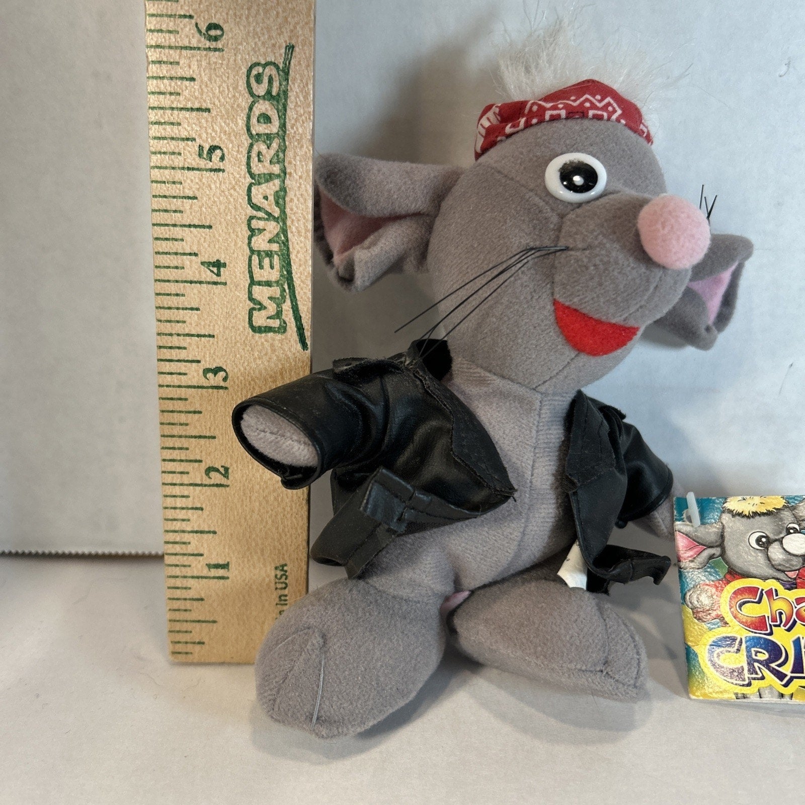 Chattering Critter Mouse Wearing a Leather Jacket and a Red Bandana