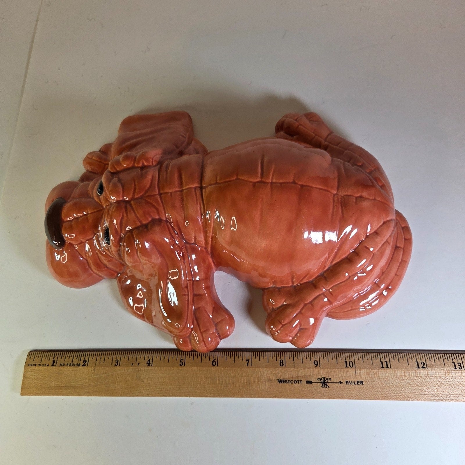 Vintage 1986 Kimple Mold Ceramic Basset Hound Wall Plaque Dog Art 12" USA