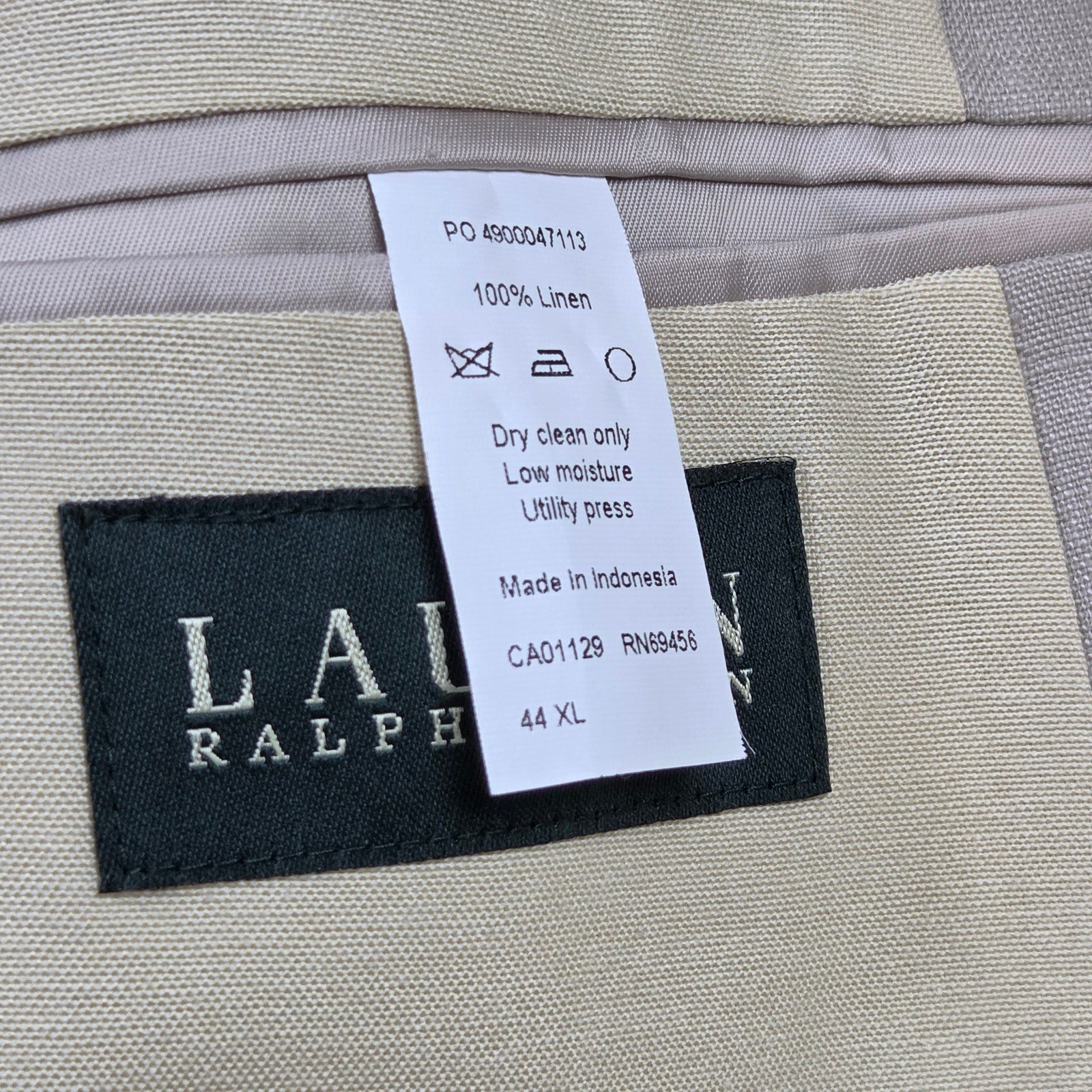 Lauren Ralph Lauren Mens Linen Blazer 44XL Tan Sport Coat 2 Button Jacket