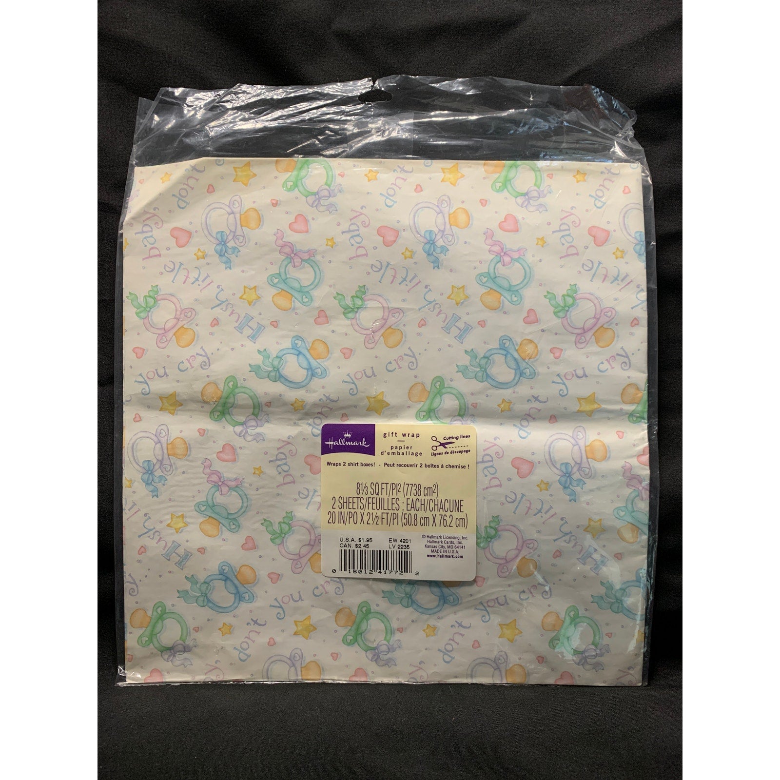 Vintage Baby Shower Gift Wrap Lot 3 Full Sheets Hallmark American Greetings