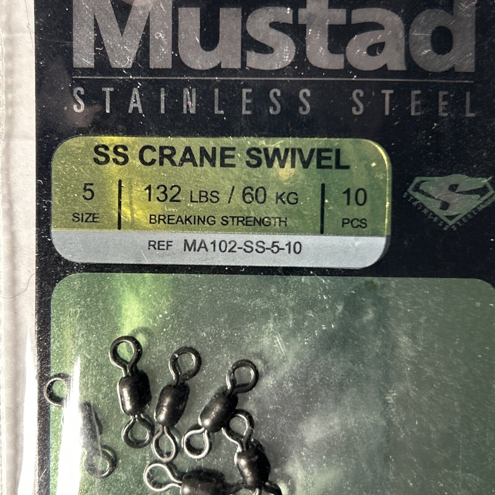10 Mustad Stainless Steel SS Crane Swivel Size 5