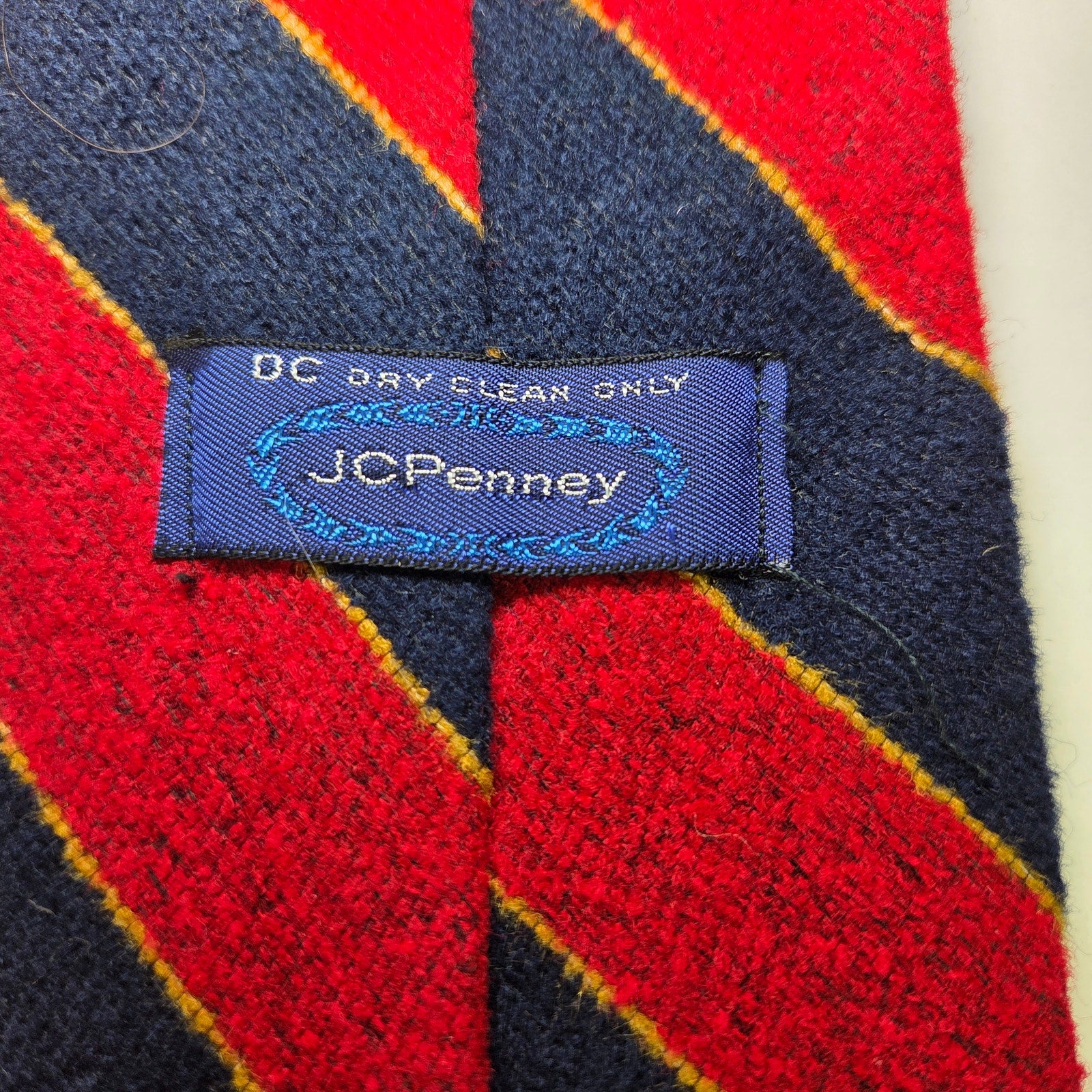 Vintage JC Penney Repp Tie Red Navy Gold Stripe Wide 70s Preppy Look 4” Wide
