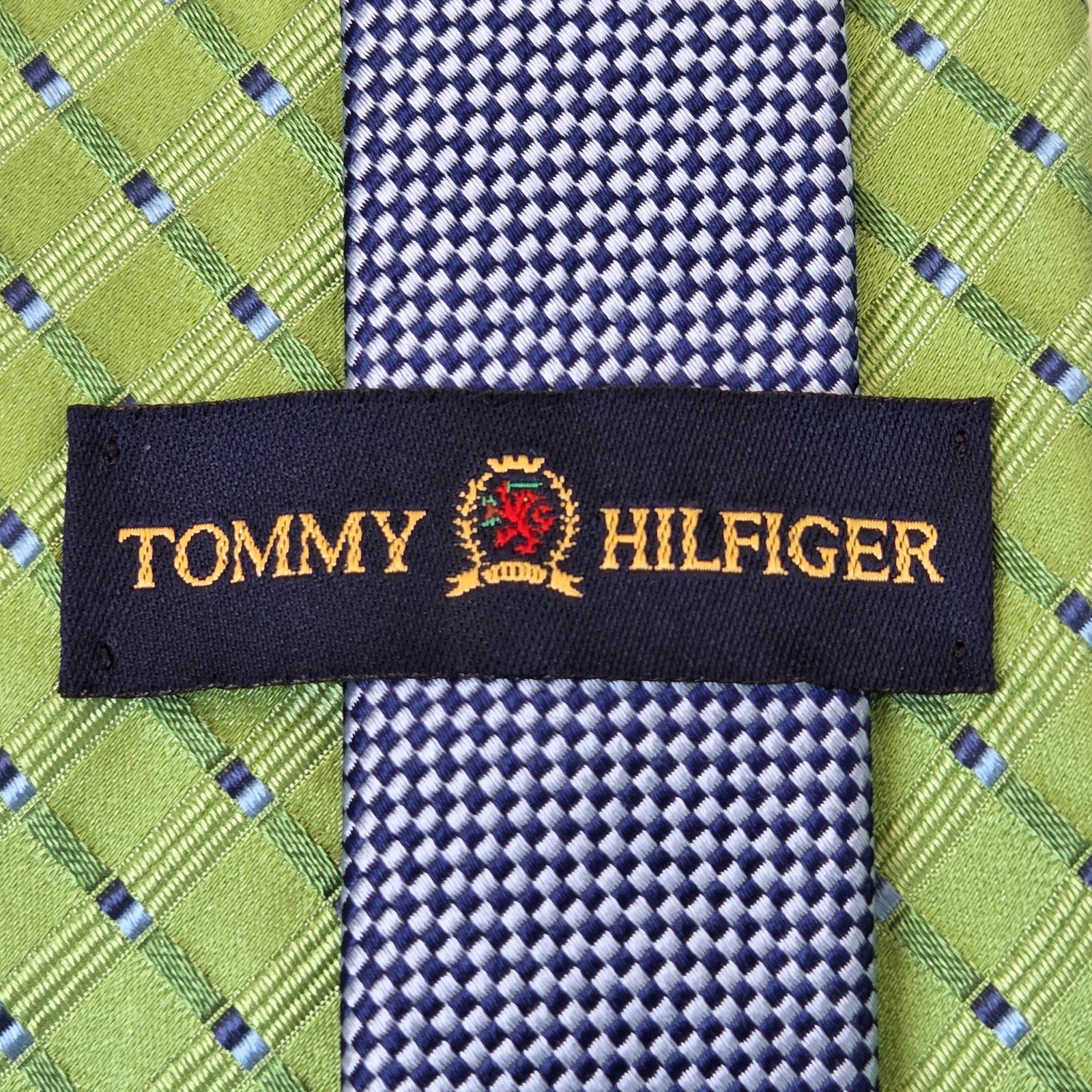 Tommy Hilfiger Silk Tie Lot 3 Green Blue Classic 3.75 USA Contrast Tips