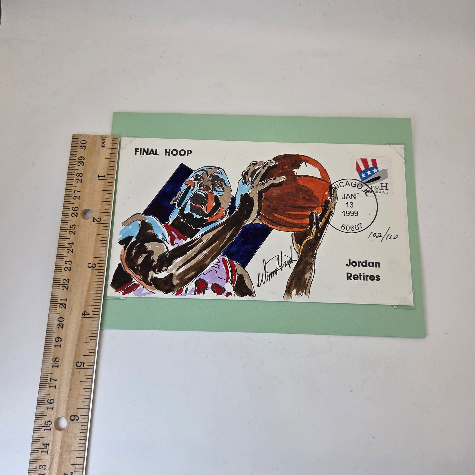 Michael Jordan Final Hoop Cachet Envelope Art 1999 Wild Horse 102/110