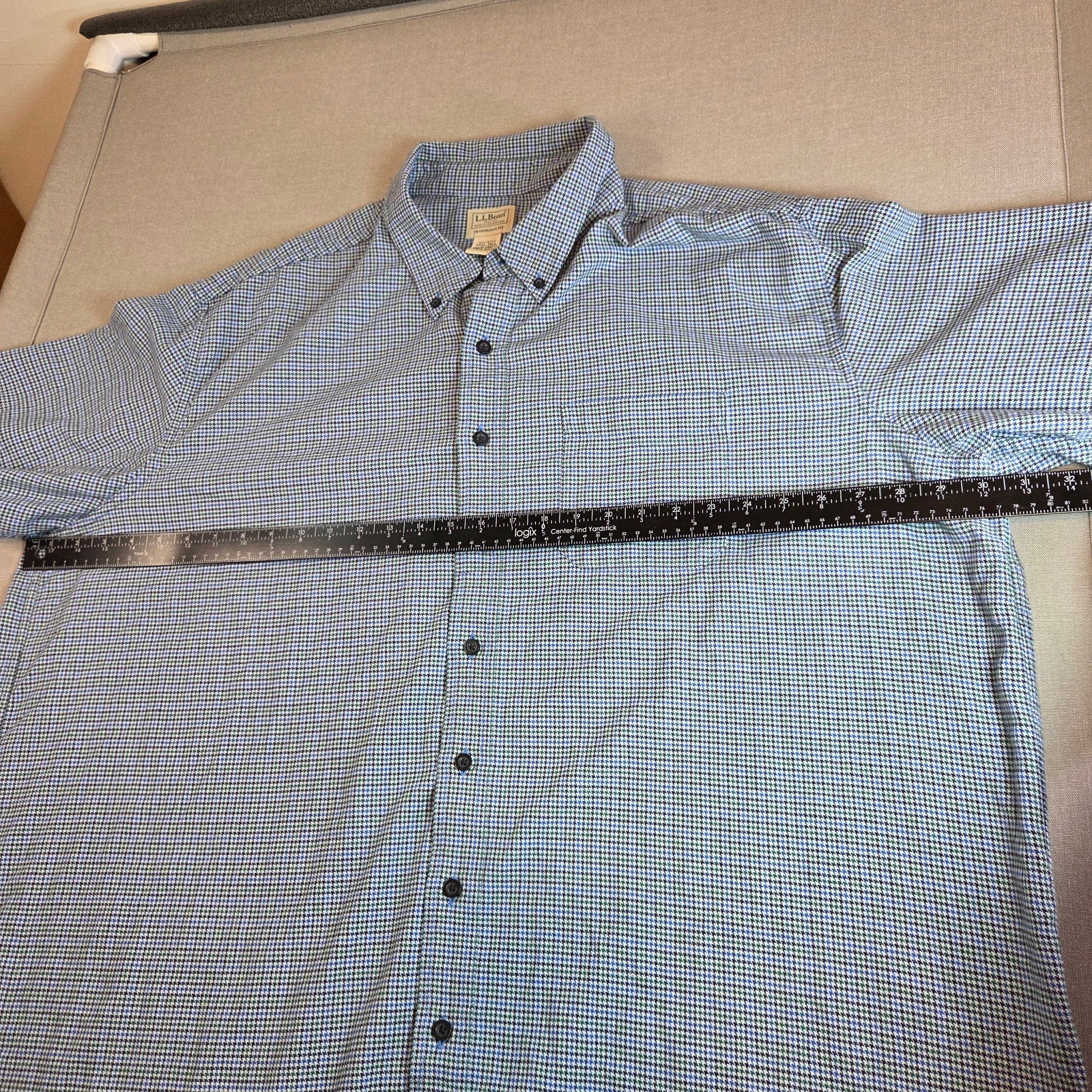 LL Bean XXXL Tall Traditional Fit Cotton Button Down Shirt Blue Check
