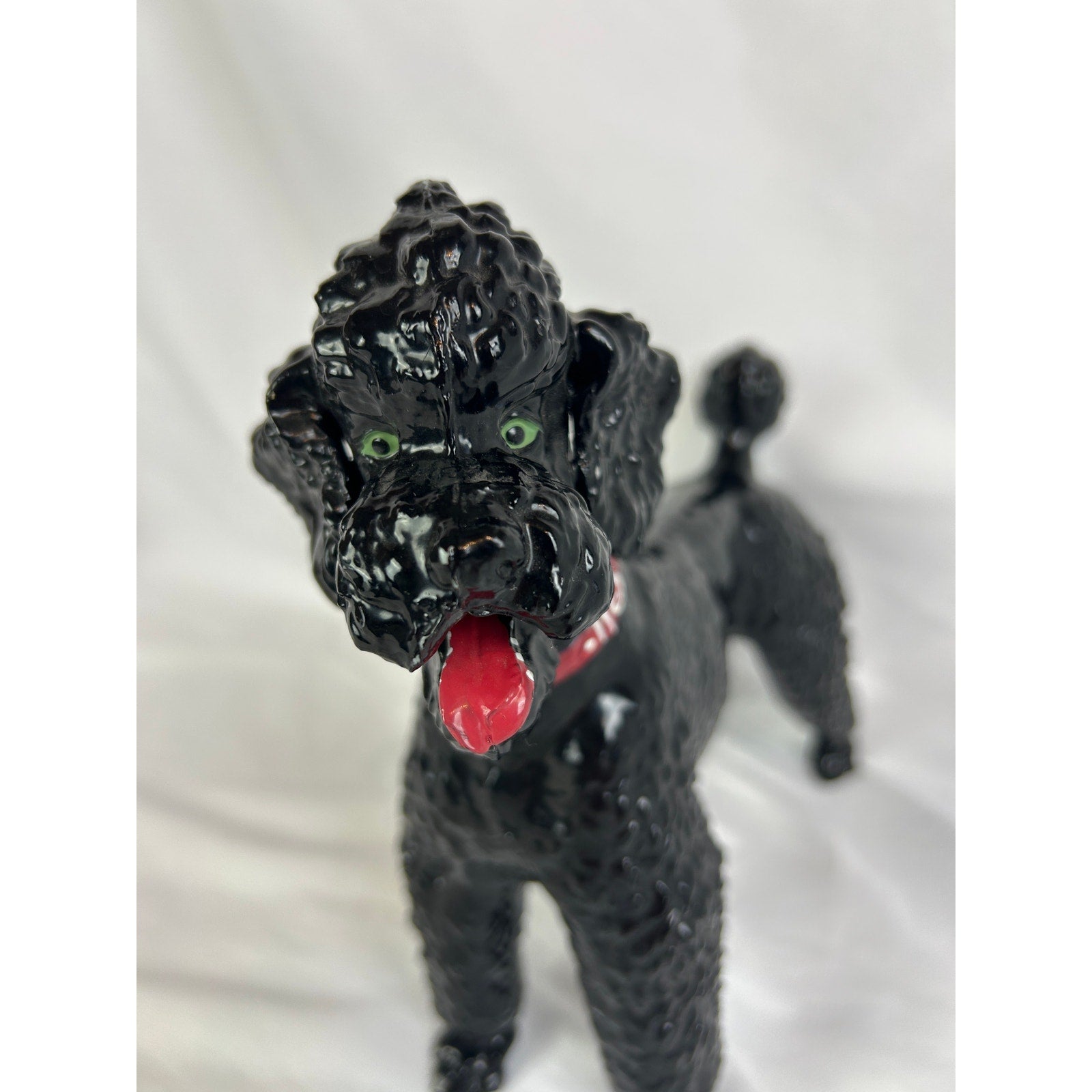Vintage Black Poodle Dog Figurine 8 Inch Glossy Mid-Century Breyer Style