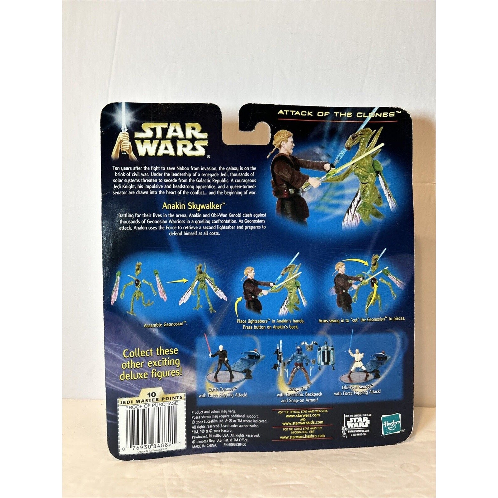STAR WARS Attack Of The Clones Anakin Skywalker Slashing Action Figure 2002