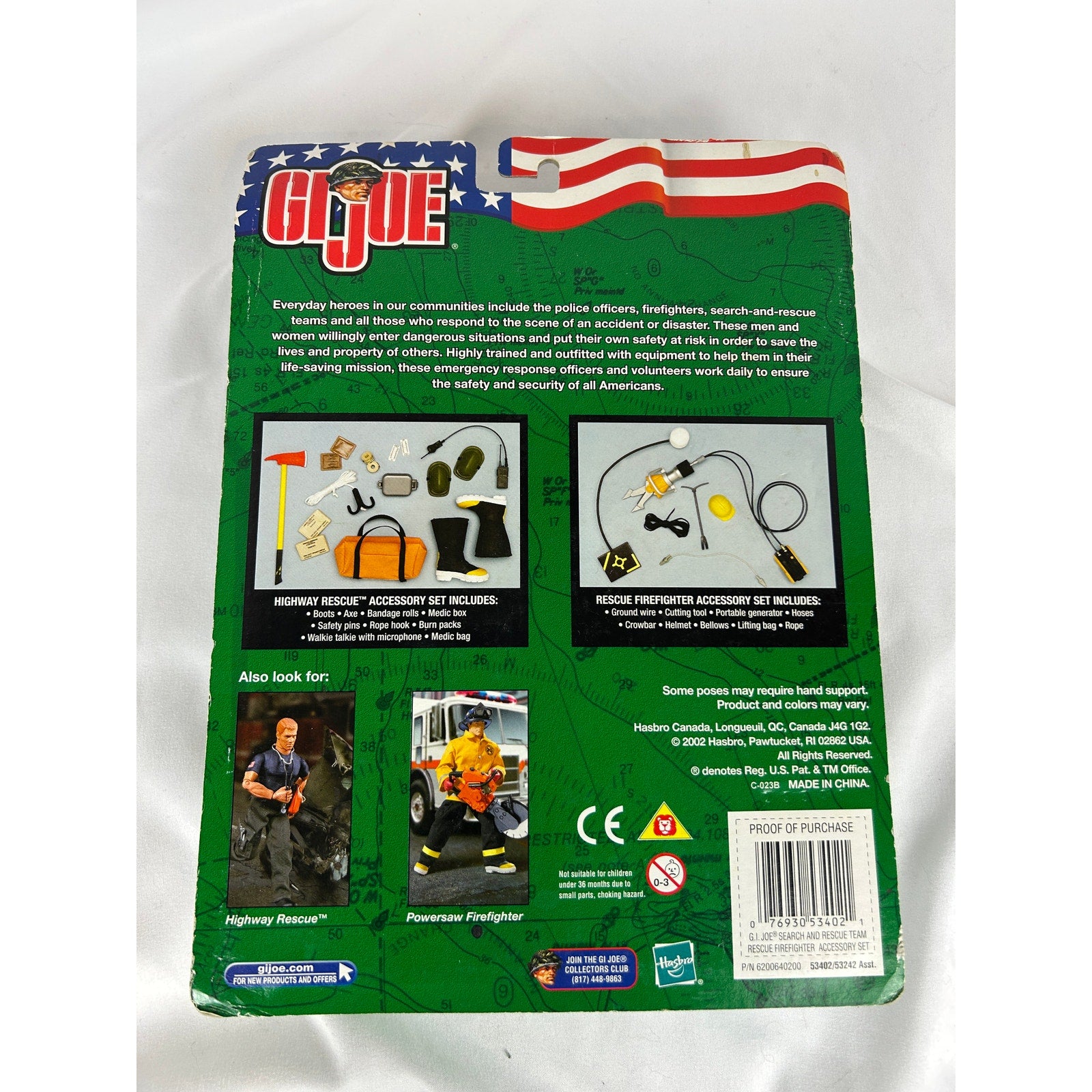 GI Joe Search and Rescue Team Rescue Firefighter Accessory Set 2002 Sealed